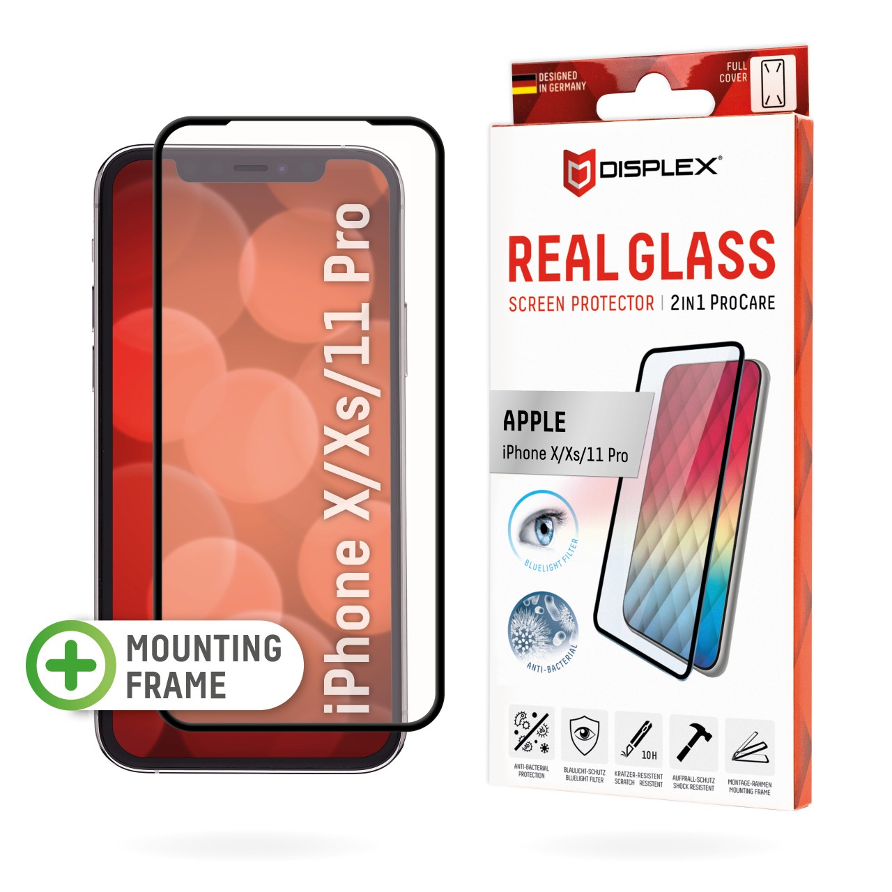 iPhone X/XS/11 Pro 2in1 Screen Protector (antibacterial/ Bluelight)