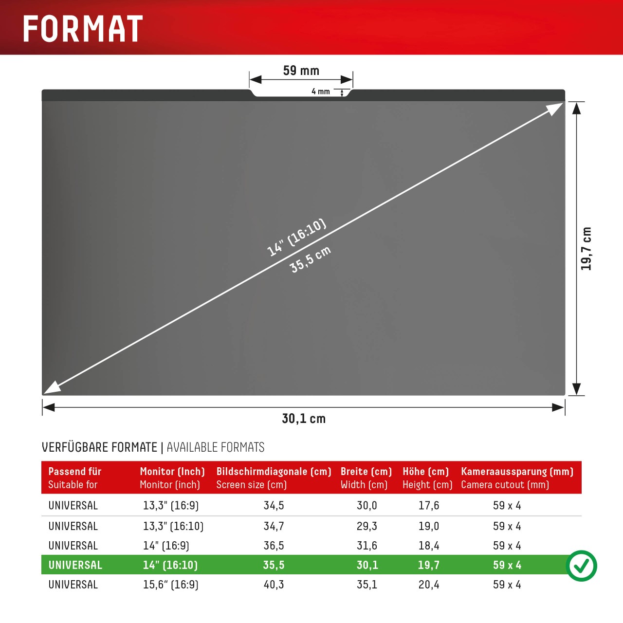 PRIVACY SAFE Magnetischer 2-Wege Blickschutzfilter für Laptop/ Notebook 14'' (16:10)