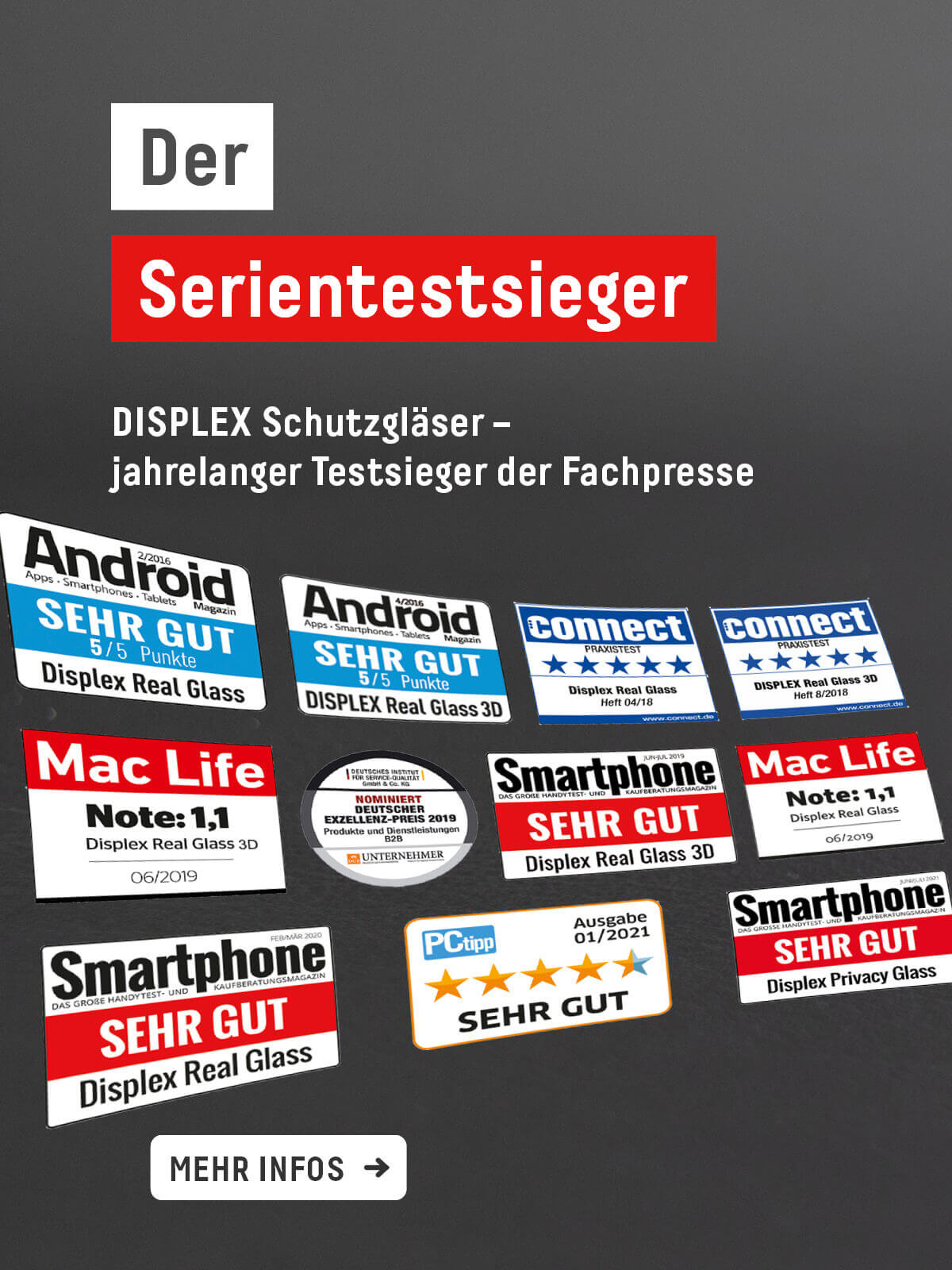  DISPLEX® Schutzgläser – der Serientestsieger der Fachpresse.