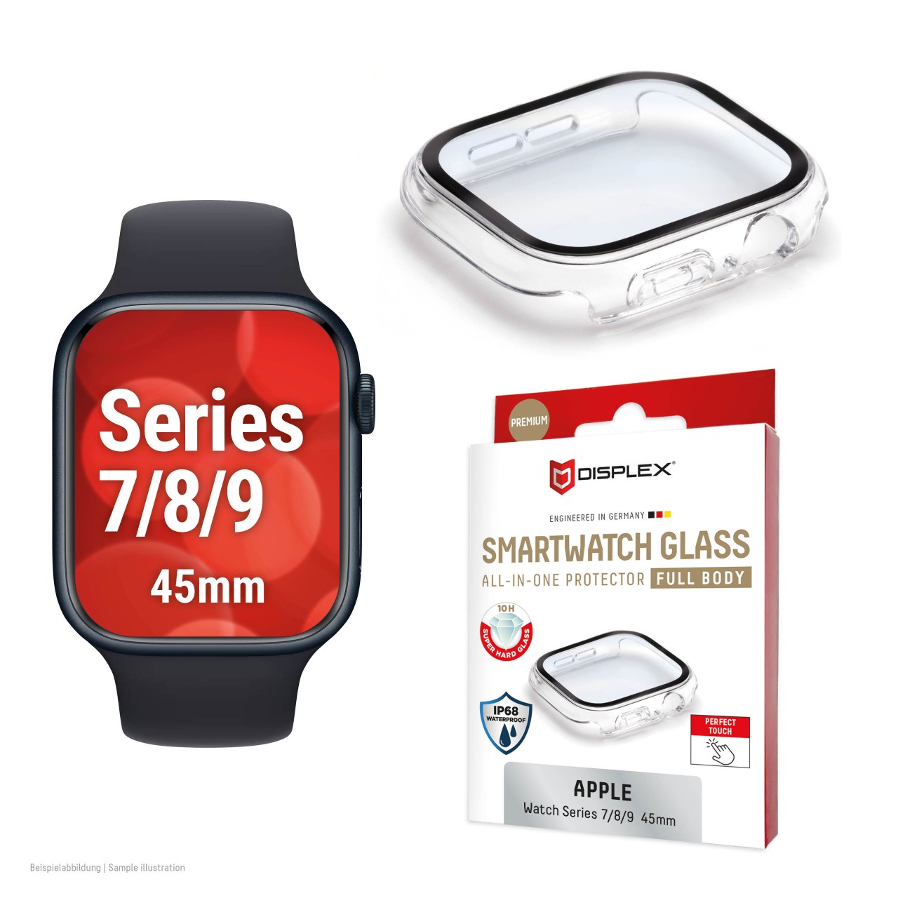 Apple Watch 9/8/7 (45mm) Premium Full Body tempered glass, transparent