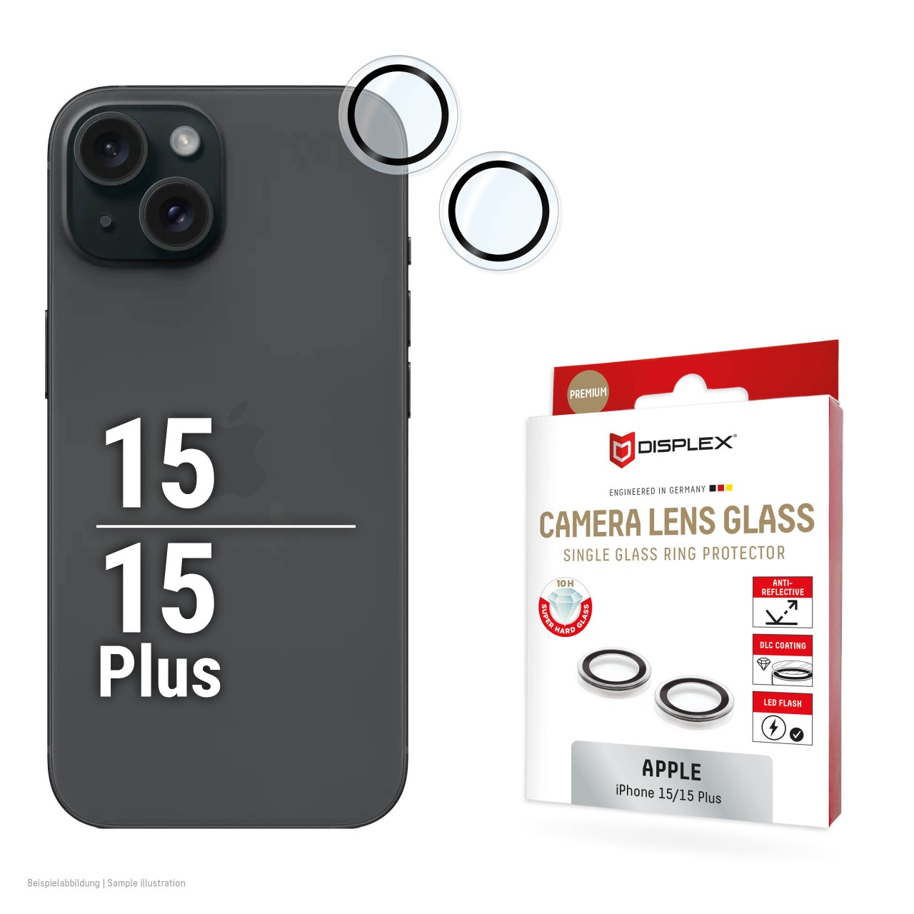 iPhone 15/15 Plus Premium camera protection single rings