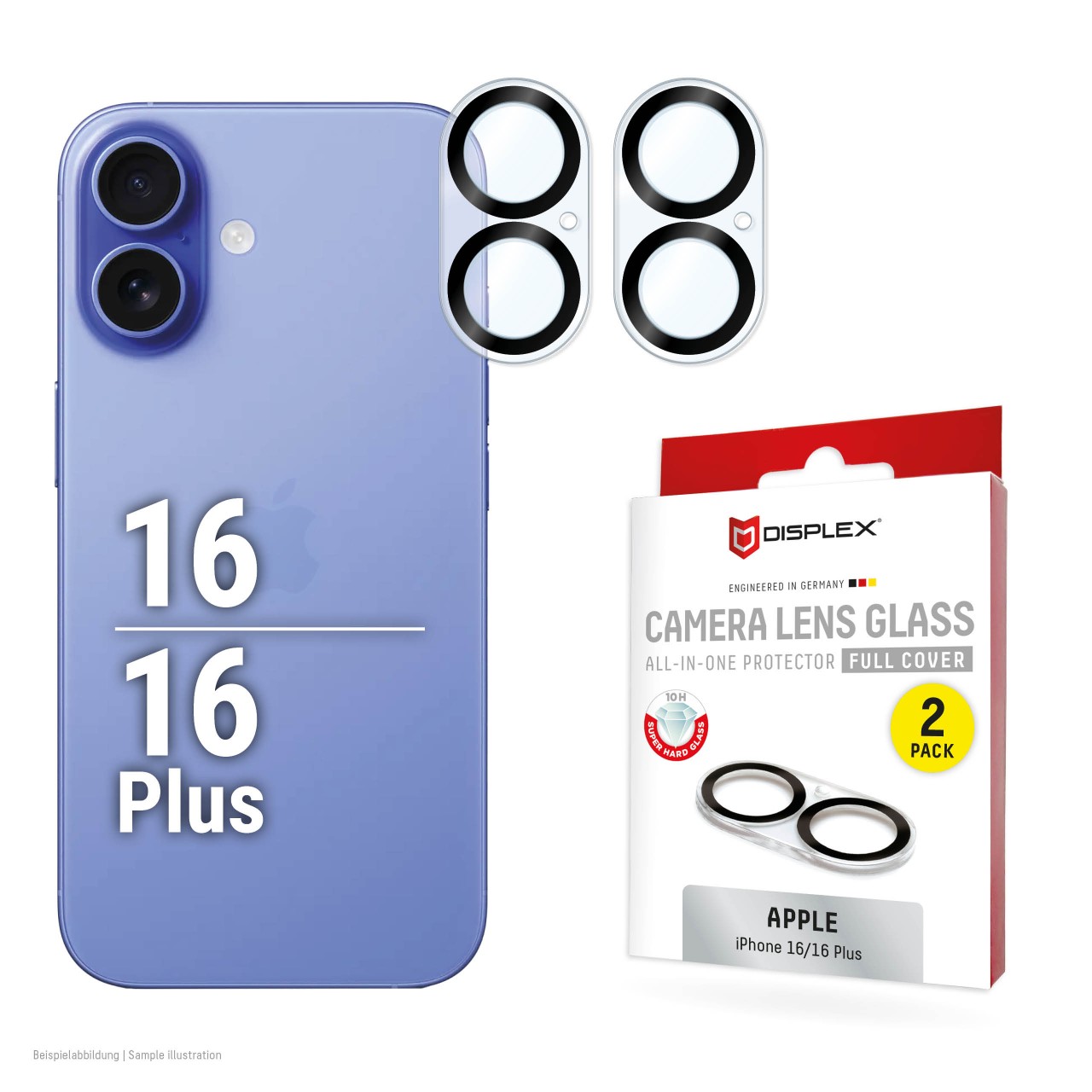 iPhone 16/16 Plus All-in-one camera screen protector, 2 pieces