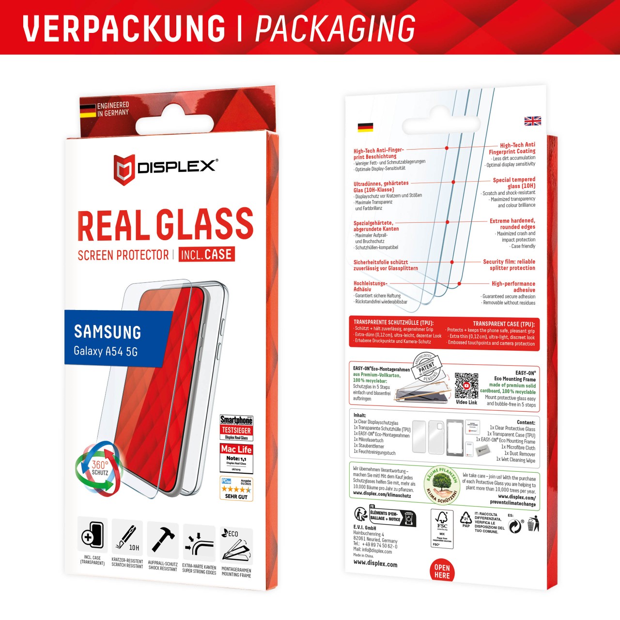 DISPLEX Glas + Handyhülle für Samsung Galaxy A54 5G