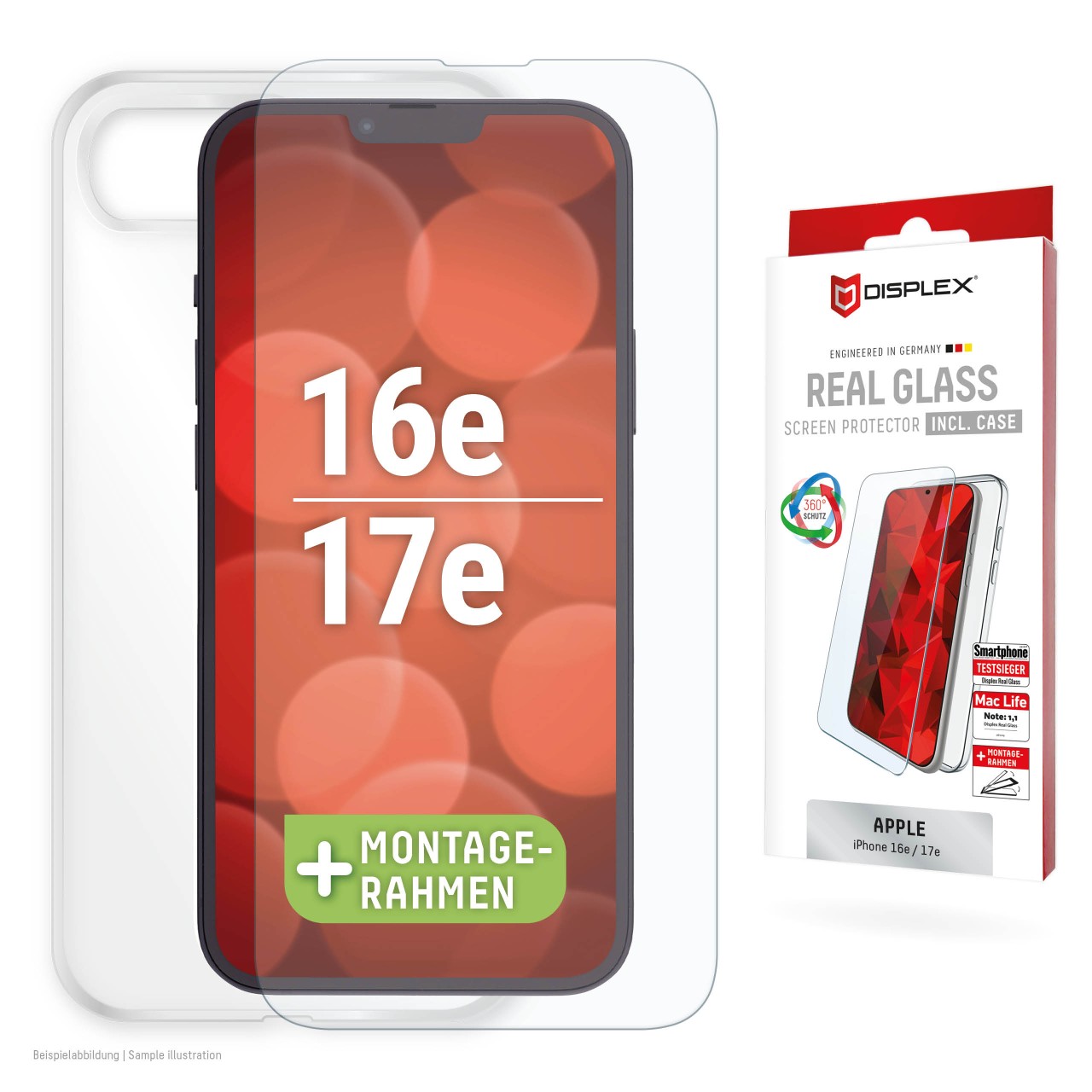 DISPLEX Panzerglas + Handyhülle iPhone 16e/17e