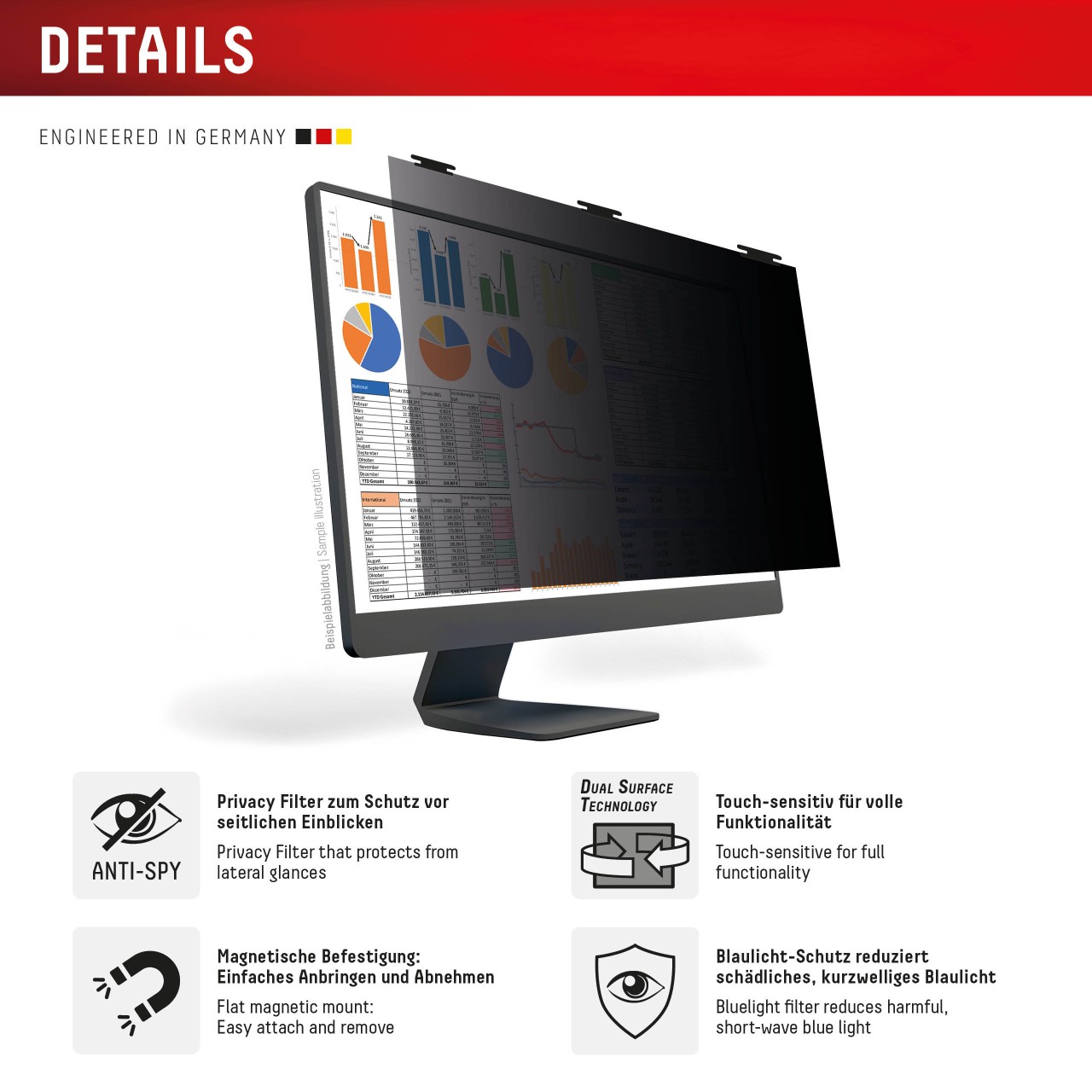 Desktop Blickschutzfilter für Universal 21,5" (16:9)