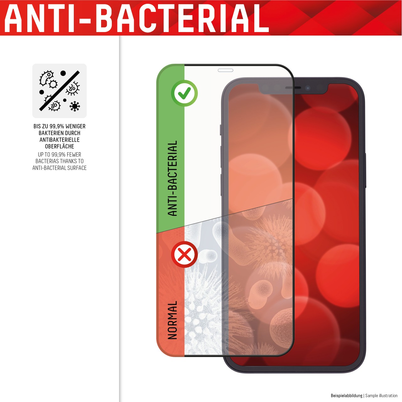 iPhone X/XS/11 Pro 2in1 Schutzglas (antibakteriell/ Bluelight)
