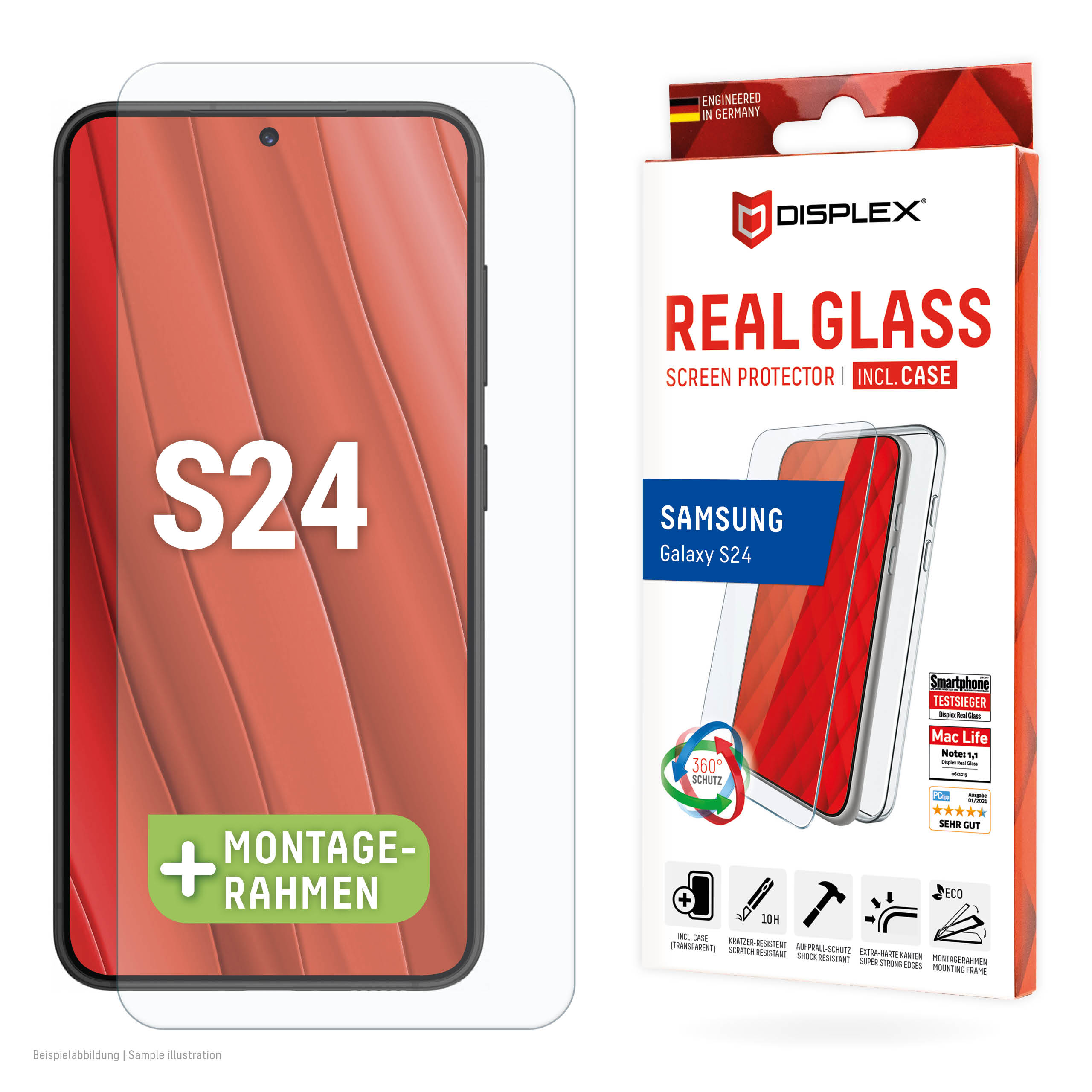 Samsung Galaxy S24 2D Schutzglas + Schutzhülle