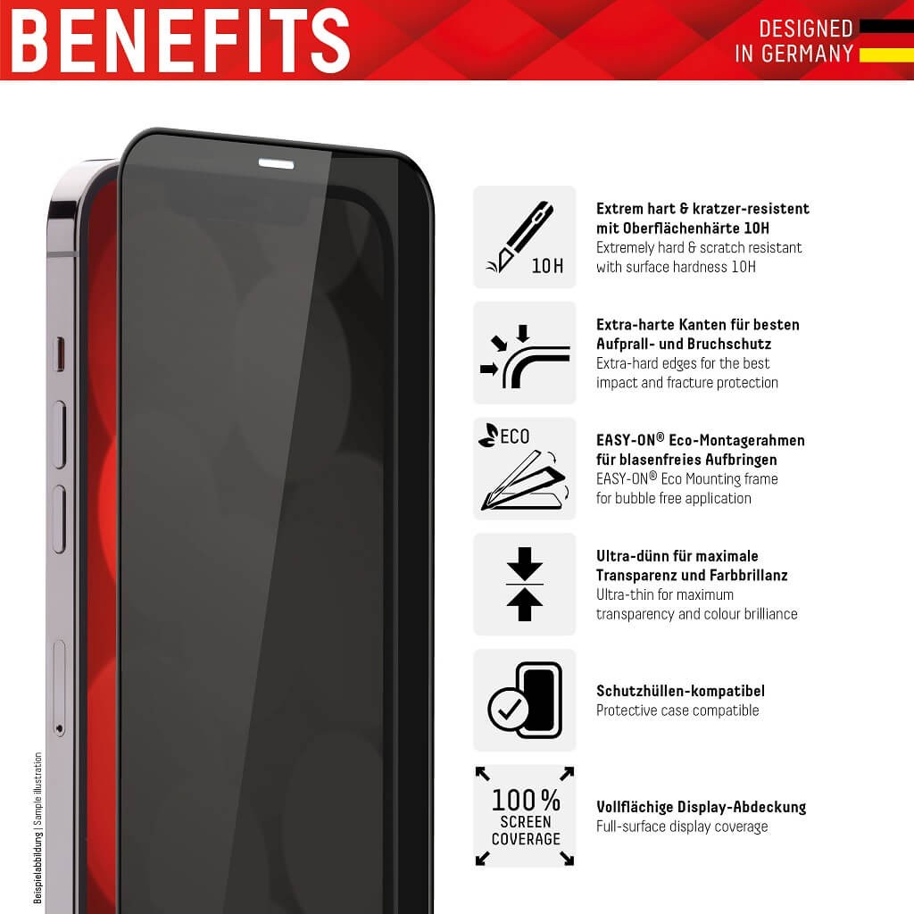 iPhone 13/13 Pro/14/16e Privacy Schutzglas