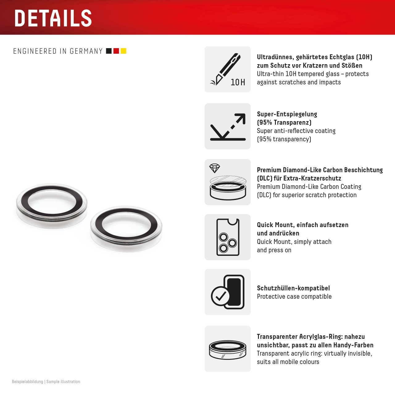 iPhone 15/15 Plus Premium camera protection single rings