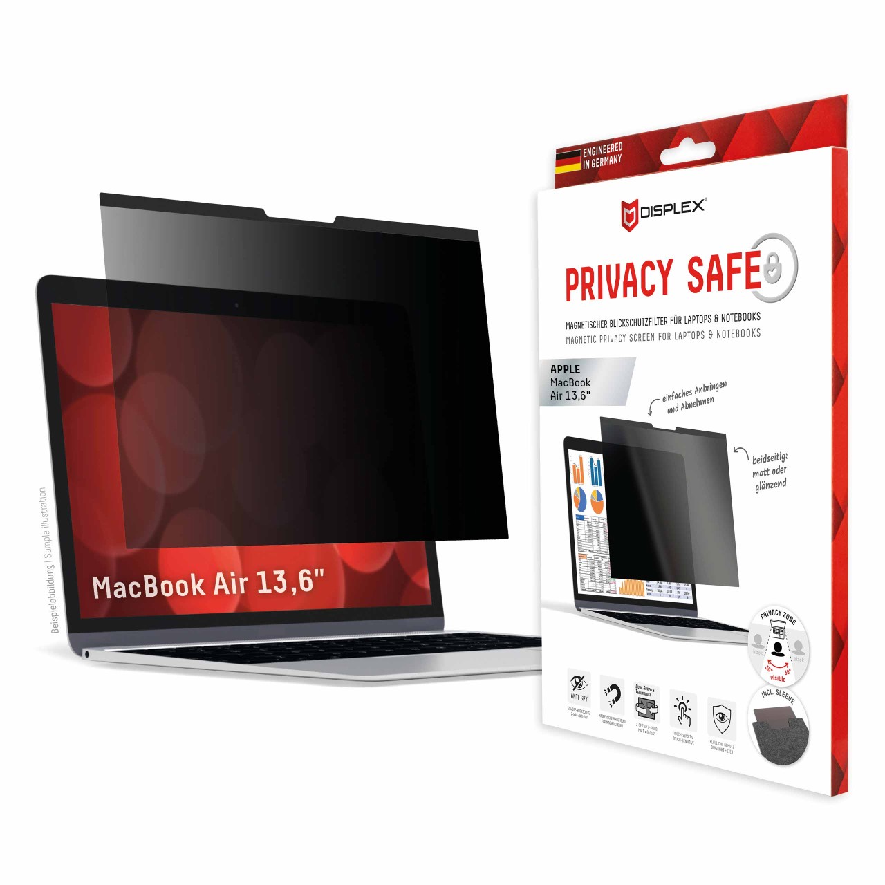 PRIVACY SAFE Magnetischer 2-Wege Blickschutzfilter für MacBook Air 13,6‘‘