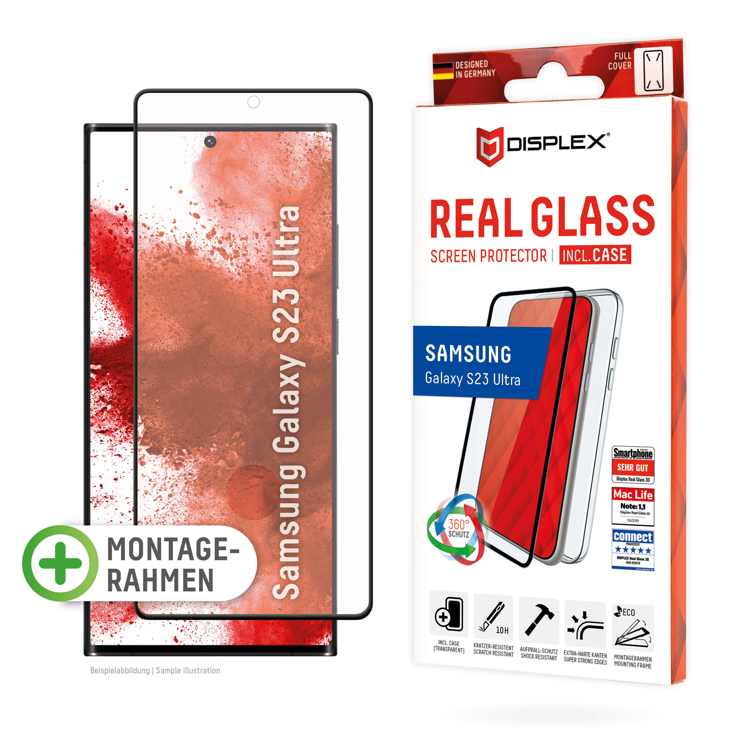 DISPLEX® Glas + Case für Samsung Galaxy S23 Ultra