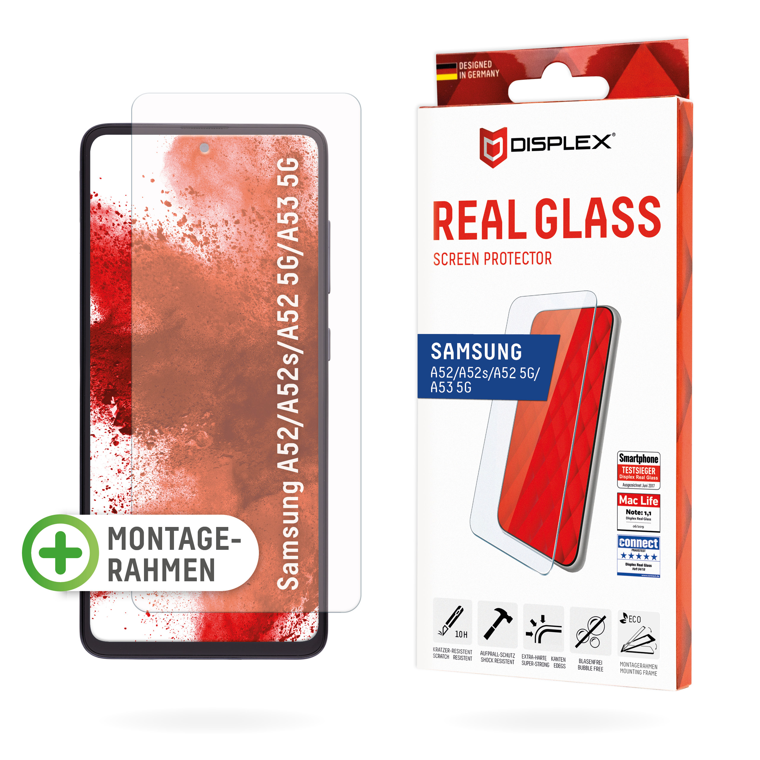 Ultra Klar 2 Stück HD Schutzglas 9H Härte Schutzfolie für Panzerglas für Samsung Galaxy A52/A52s 4G/5G Hohe Empfindlichkeit Displayschutzfolie mit Samsung A52s 