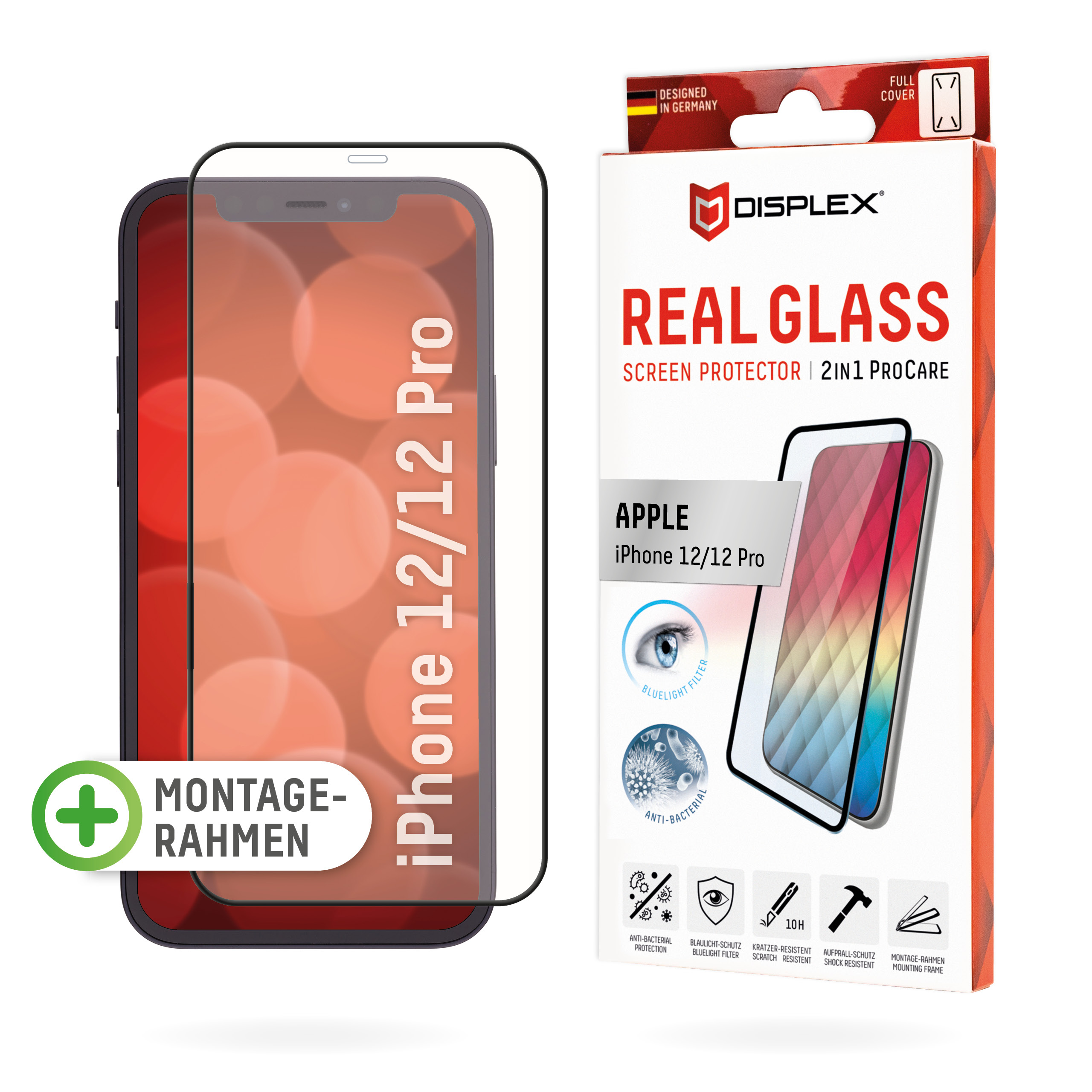 iPhone 12/12 Pro 2in1 Schutzglas (antibakteriell/ Bluelight)