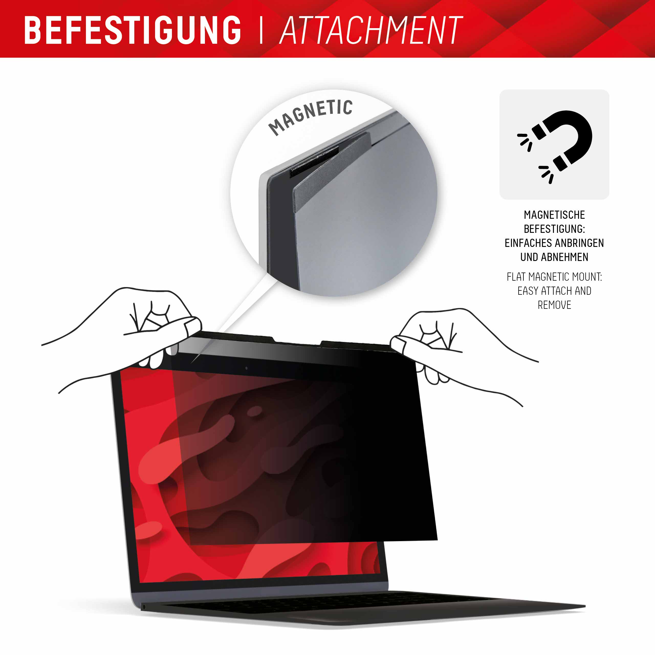 PRIVACY SAFE Magnetischer 2-Wege Blickschutzfilter für Laptop/ Notebook 13,3'' (16:9)
