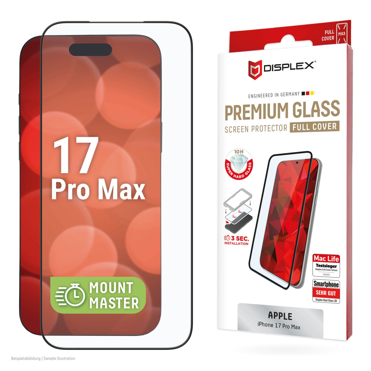 iPhone 17 Pro Max Premium Panzerglas mit Mount Master