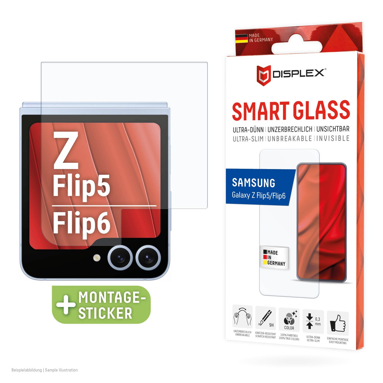 Samsung Galaxy Z Flip5/Z Flip6/Z Flip7 FE Displayschutzfolie (9H)