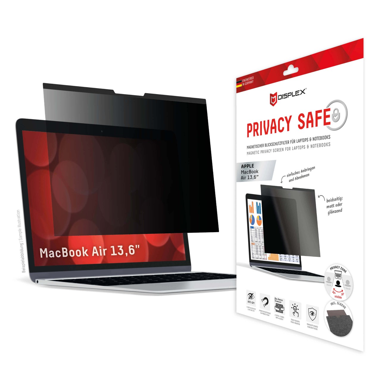 PRIVACY SAFE Magnetischer 2-Wege Blickschutzfilter für MacBook Air 13,6‘‘