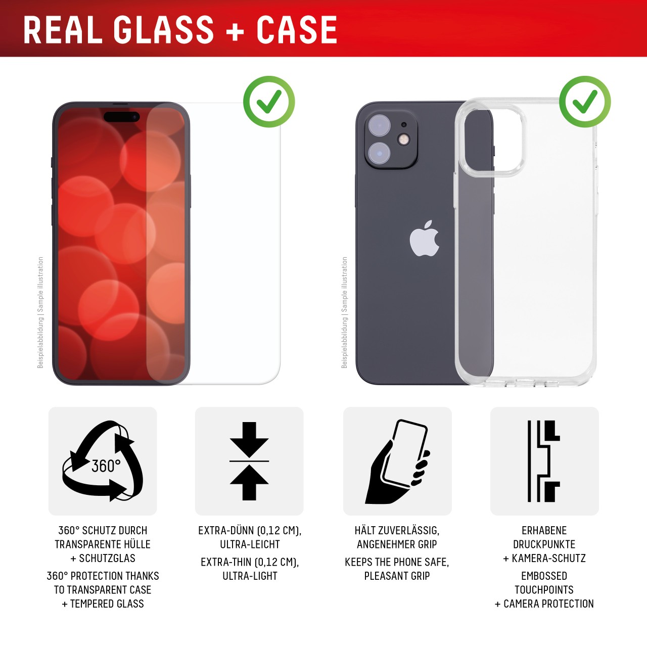 DISPLEX Real Glass + Case Apple iPhone 16e