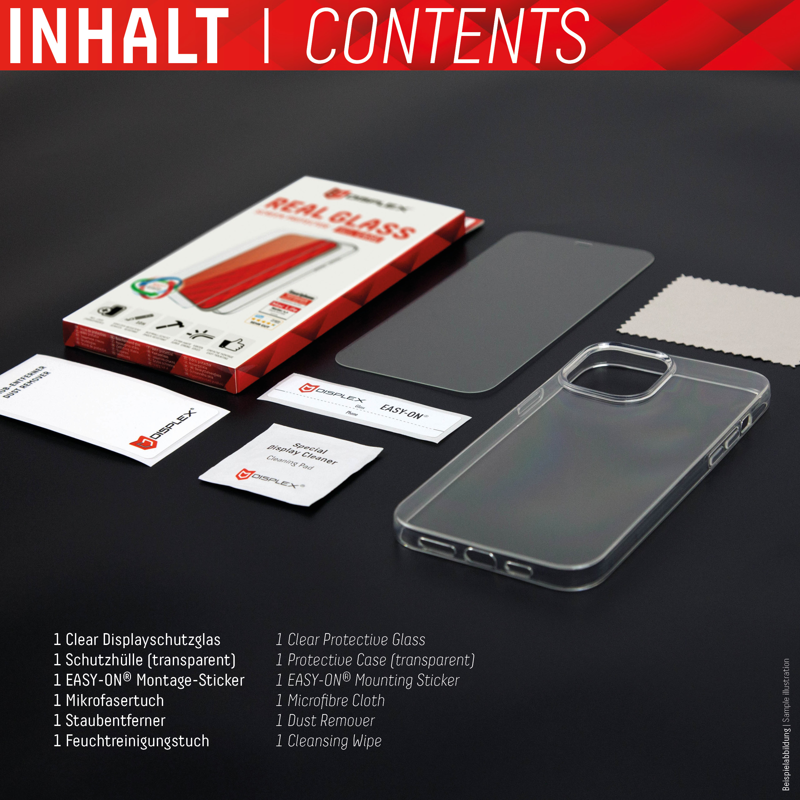 iPhone 13 Pro Max 2D Schutzglas + Case