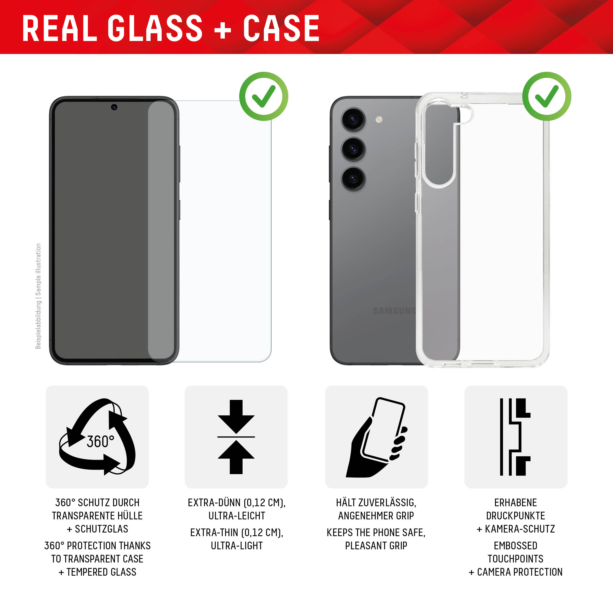 Samsung Galaxy S24 2D Schutzglas + Schutzhülle