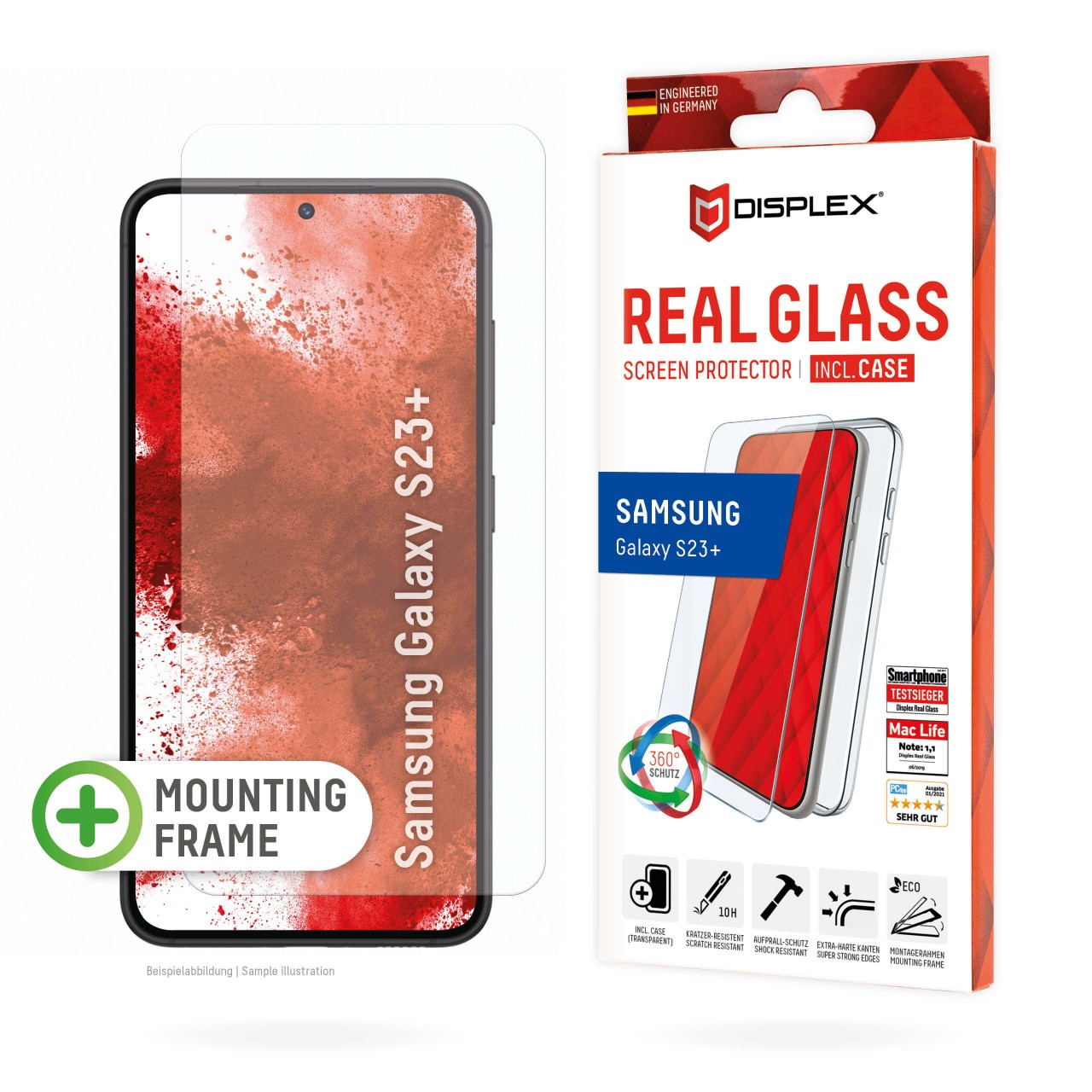 Samsung Galaxy S22+/S23+ 2D Panzerglas + Case