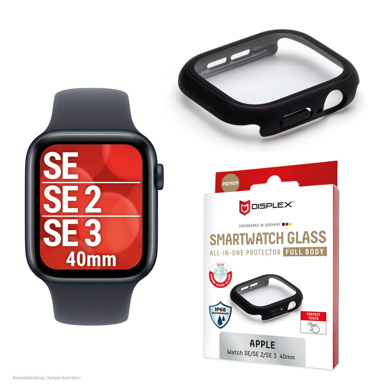 Apple Watch SE3/SE2/SE (40mm) Premium Full Body tempered glass, black frosted
