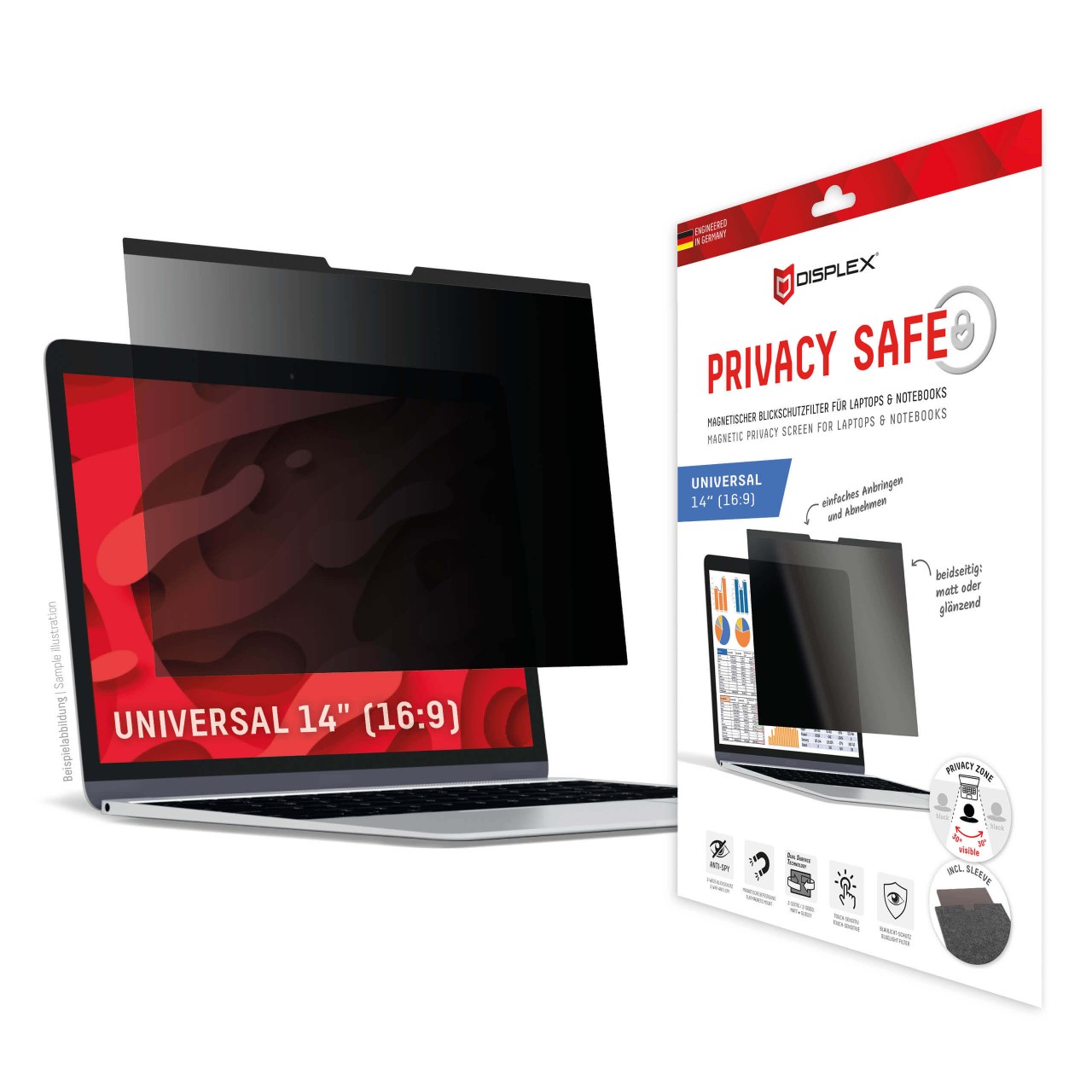 PRIVACY SAFE Magnetischer 2-Wege Blickschutzfilter für Laptop/ Notebook 14'' (16:9)