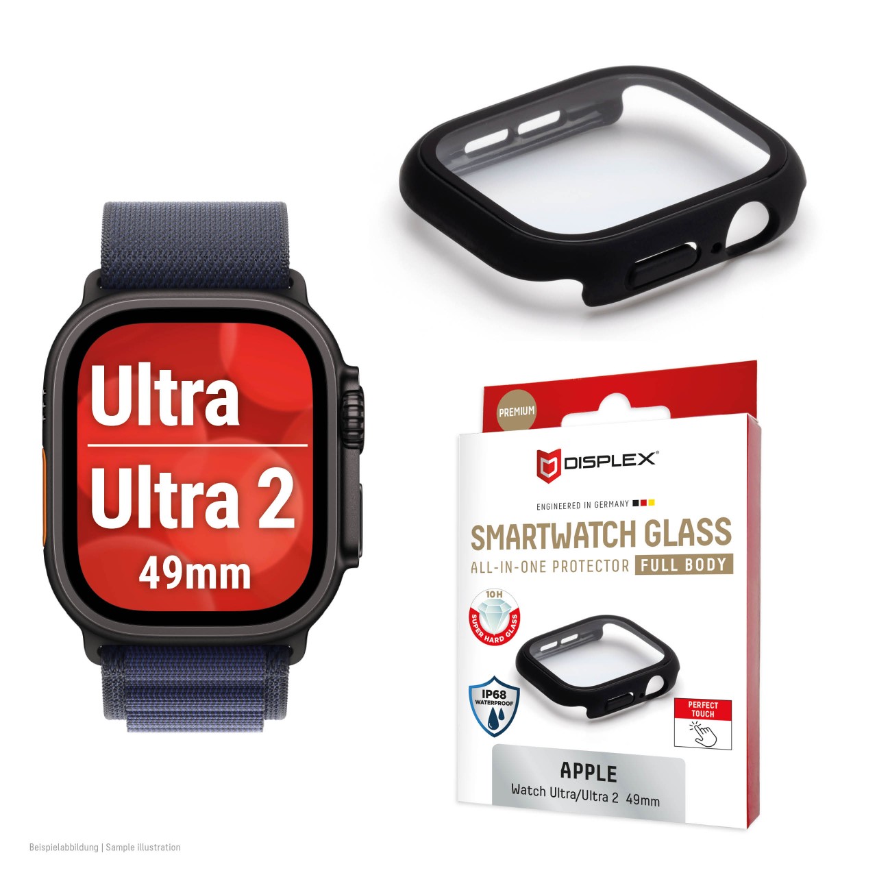 Apple Watch Ultra/Ultra 2 (49mm) Premium Full Body tempered glass, black frosted