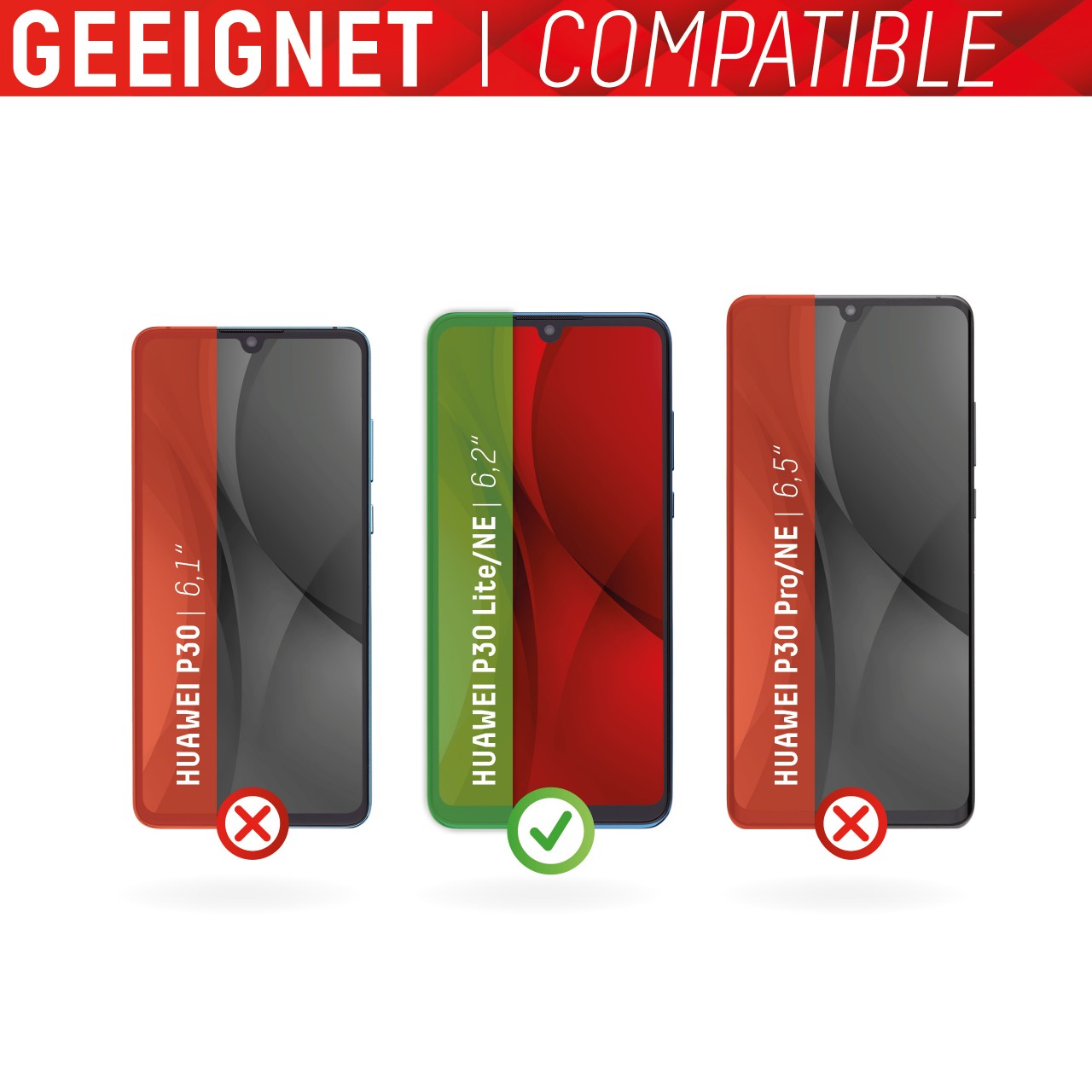 P30 lite/NE Full Cover Schutzglas