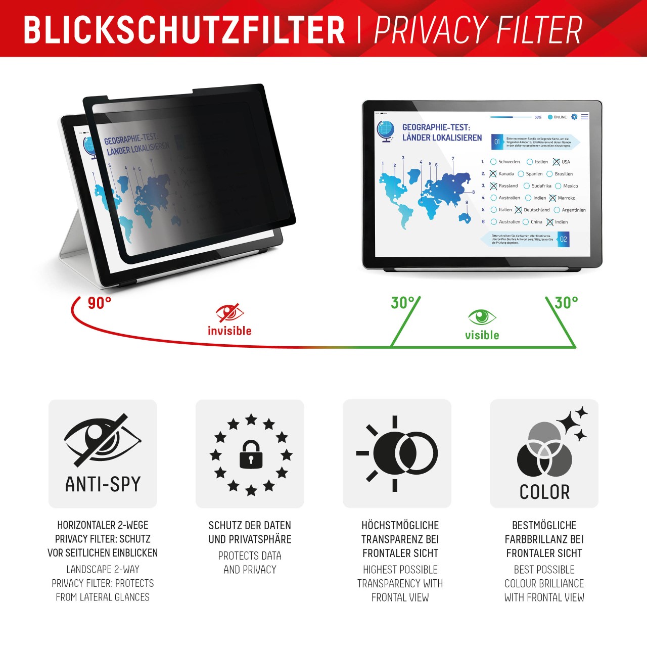 iPad 10,9"(10. Gen) / iPad 11" (2025) / iPad Air 11"(2024/2025) TABLET PRIVACY SAFE Blickschutzfilte