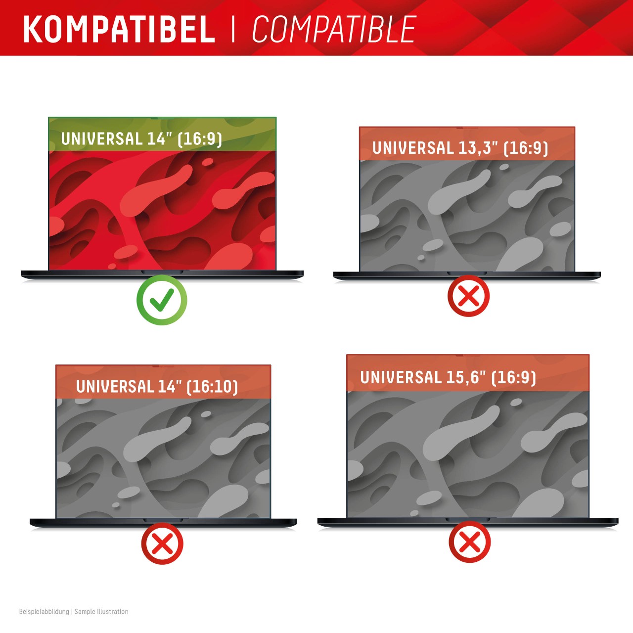 PRIVACY SAFE randlos/frameless 2-Wege Blickschutzfilter für Laptop/Notebooks 14" 16:9