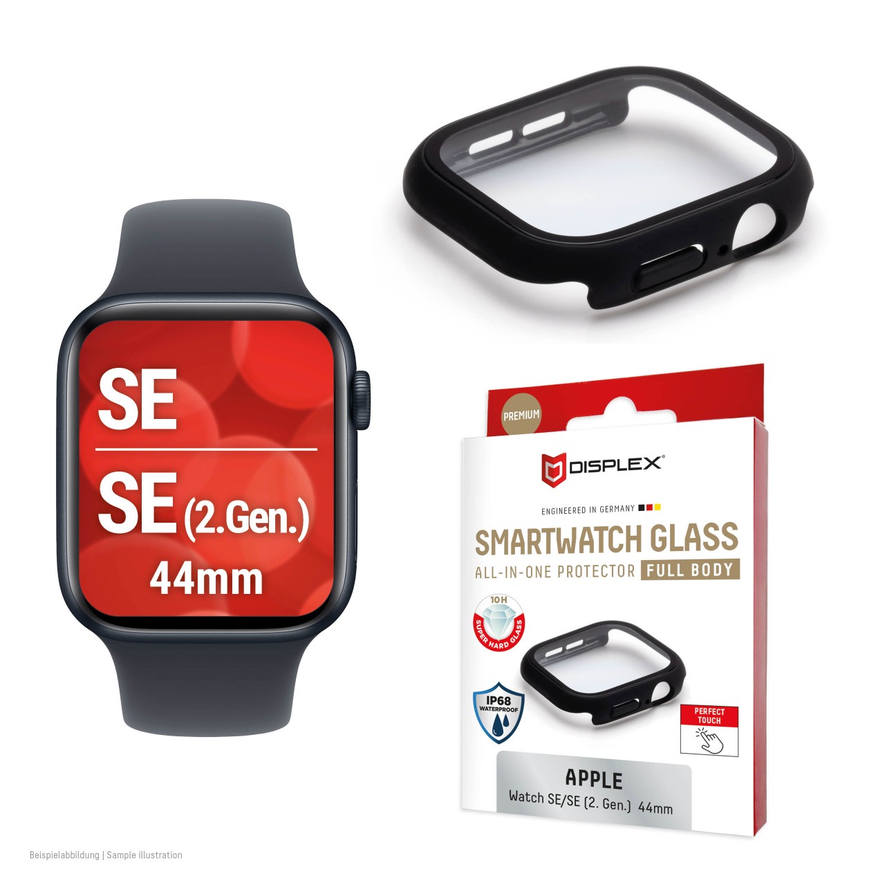 Apple Watch SE/SE2 (44mm) Premium Full Body tempered glass, black frosted
