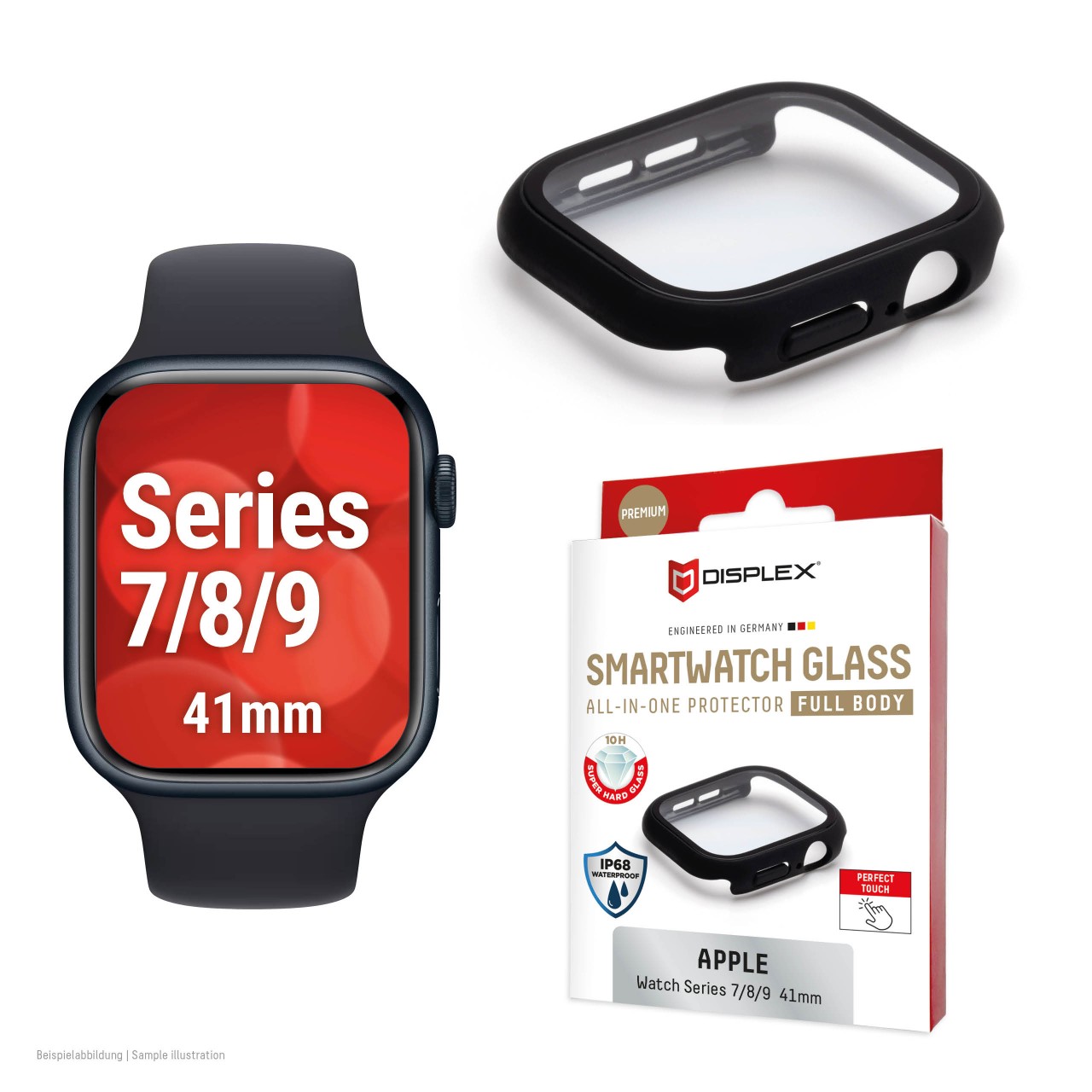 Apple Watch 9/8/7 (41mm) Premium Full Body tempered glass, black frosted