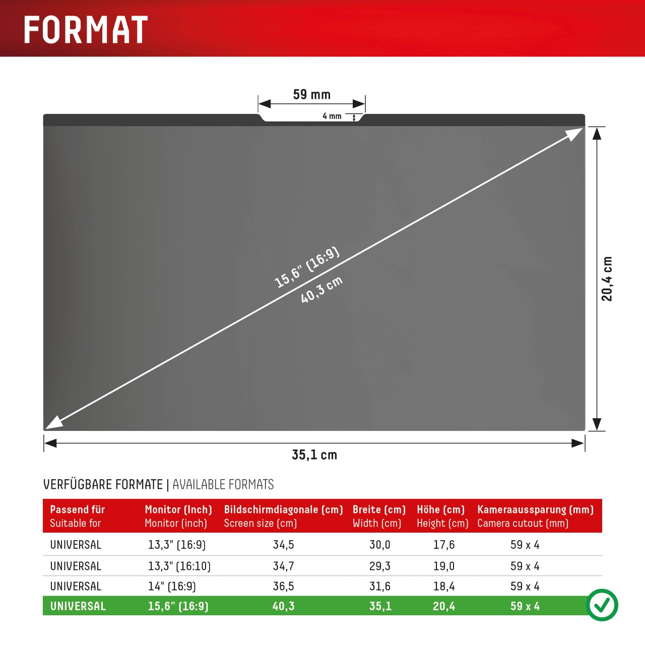 Universal Laptop/ Notebook 15,6'' (16:9) Privacy Safe magnetic