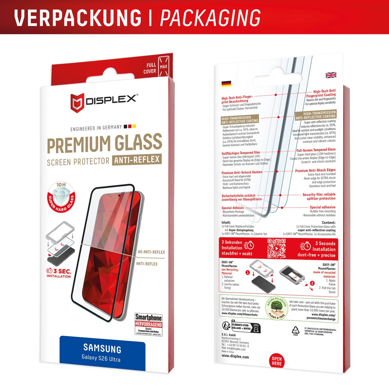 Samsung S26 Ultra Premium Anti-Reflex Panzerglas