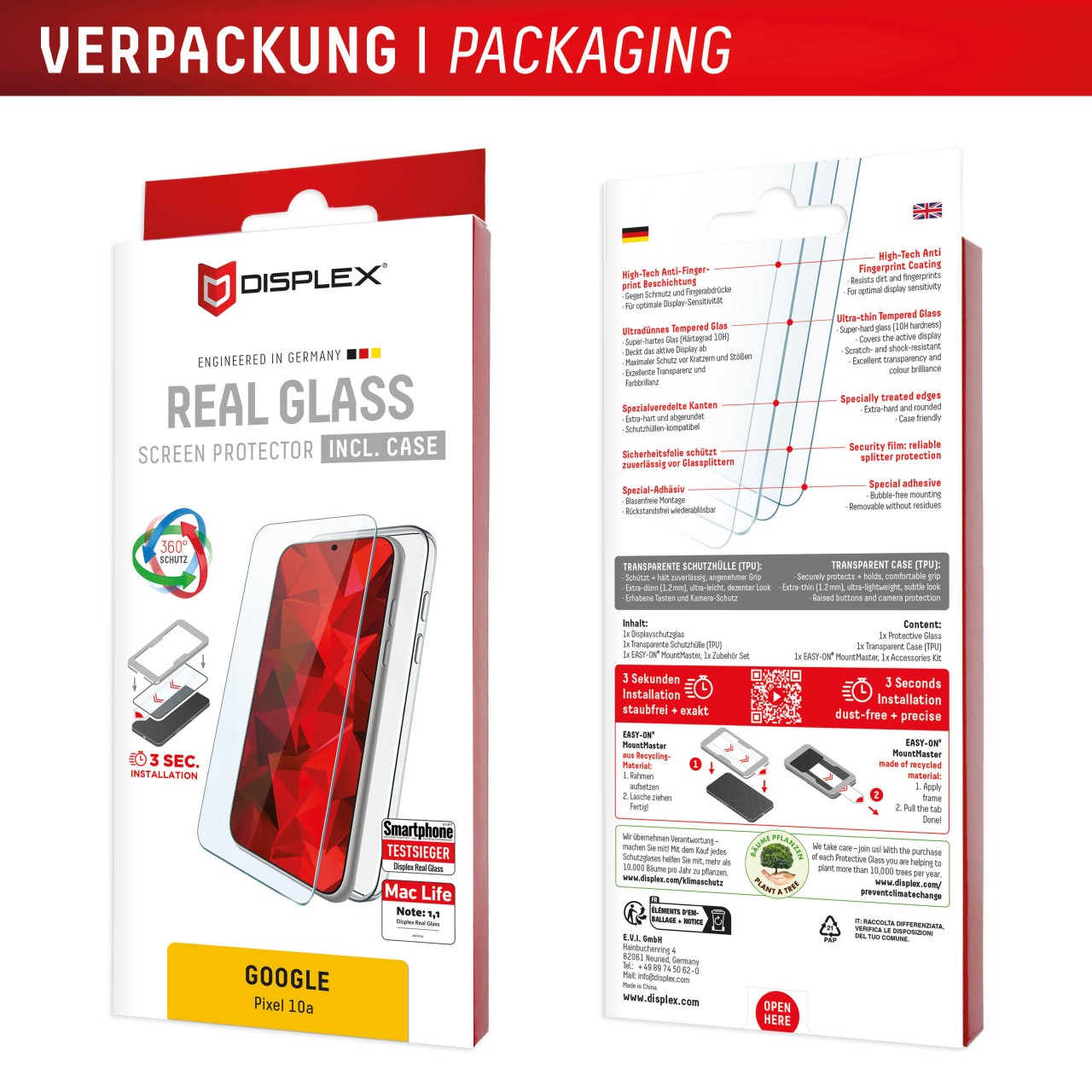 DISPLEX Panzerglas + Handyhülle Google Pixel 10a