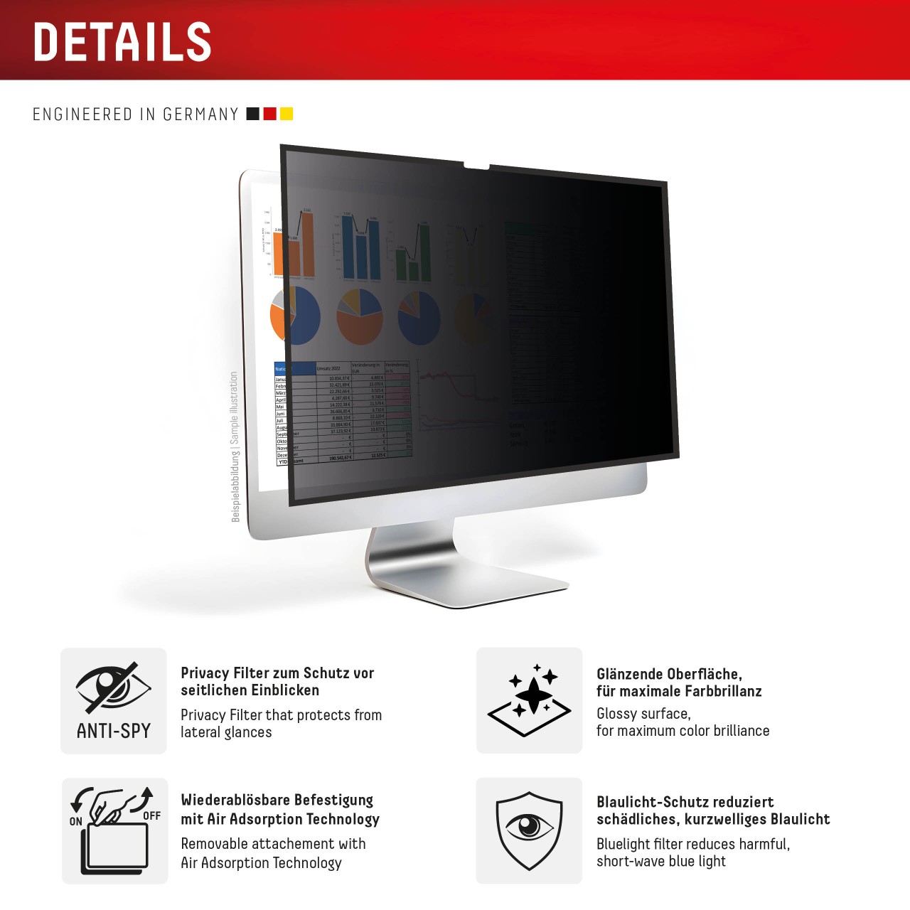 Desktop Blickschutzfilter für Apple iMac 24" M1/M3/M4