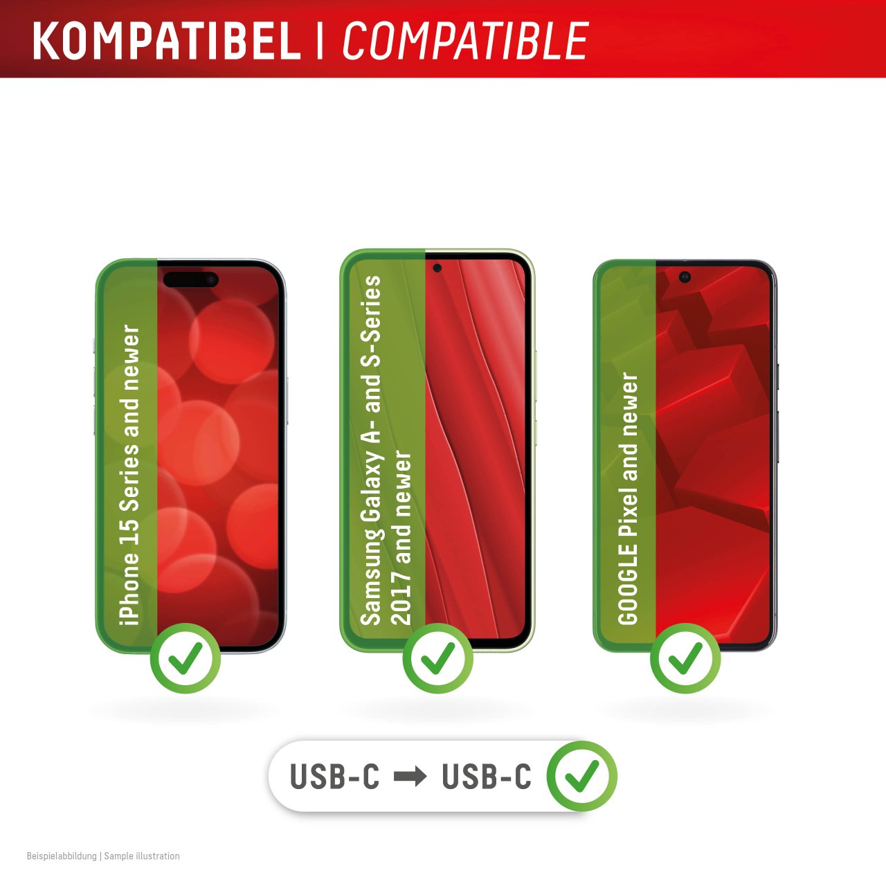 DISPLEX Phone-to-Phone Notfall-Lader, USB-C auf USB-C, kompaktes 2er Set