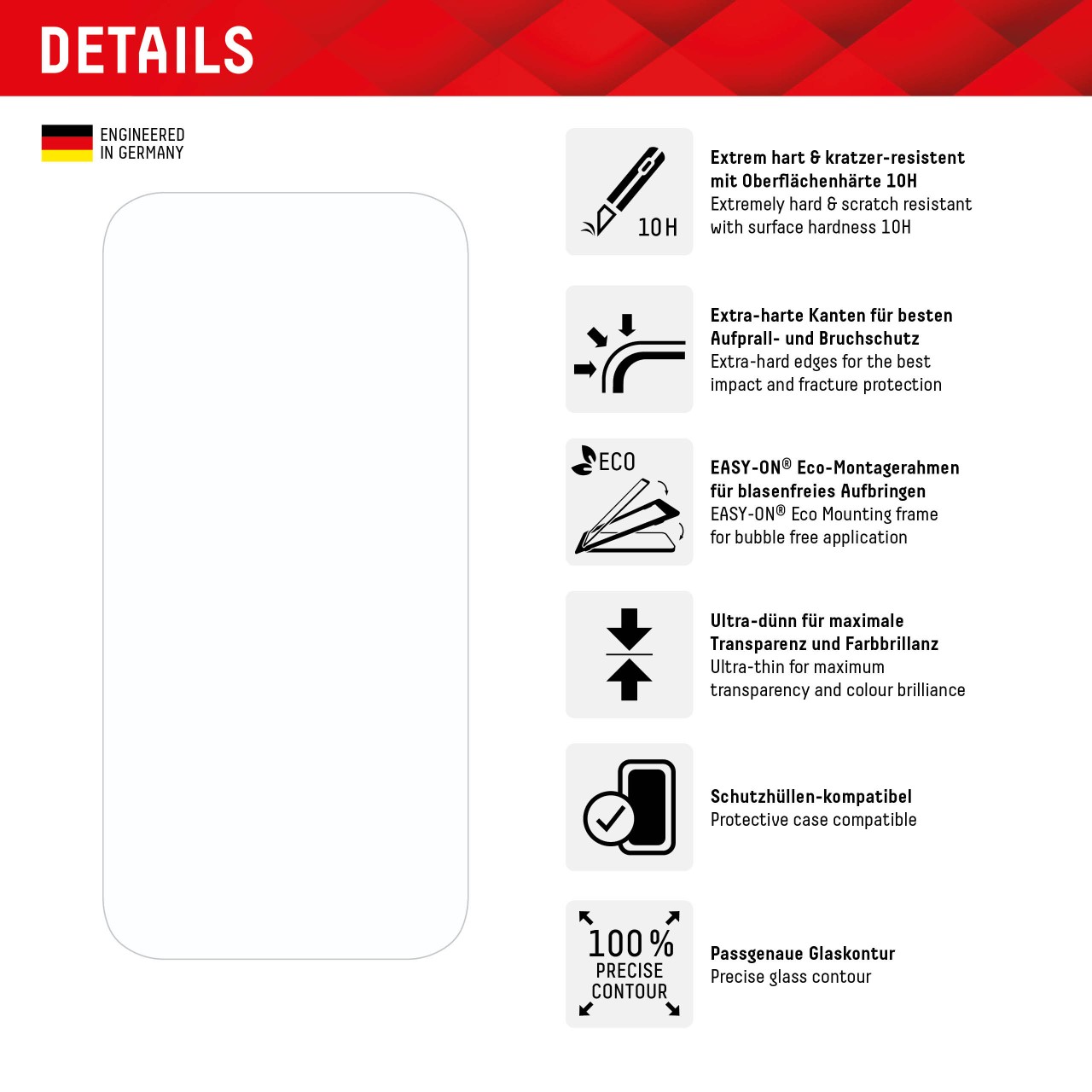 iPhone 15 Pro Max 2D Schutzglas + Case