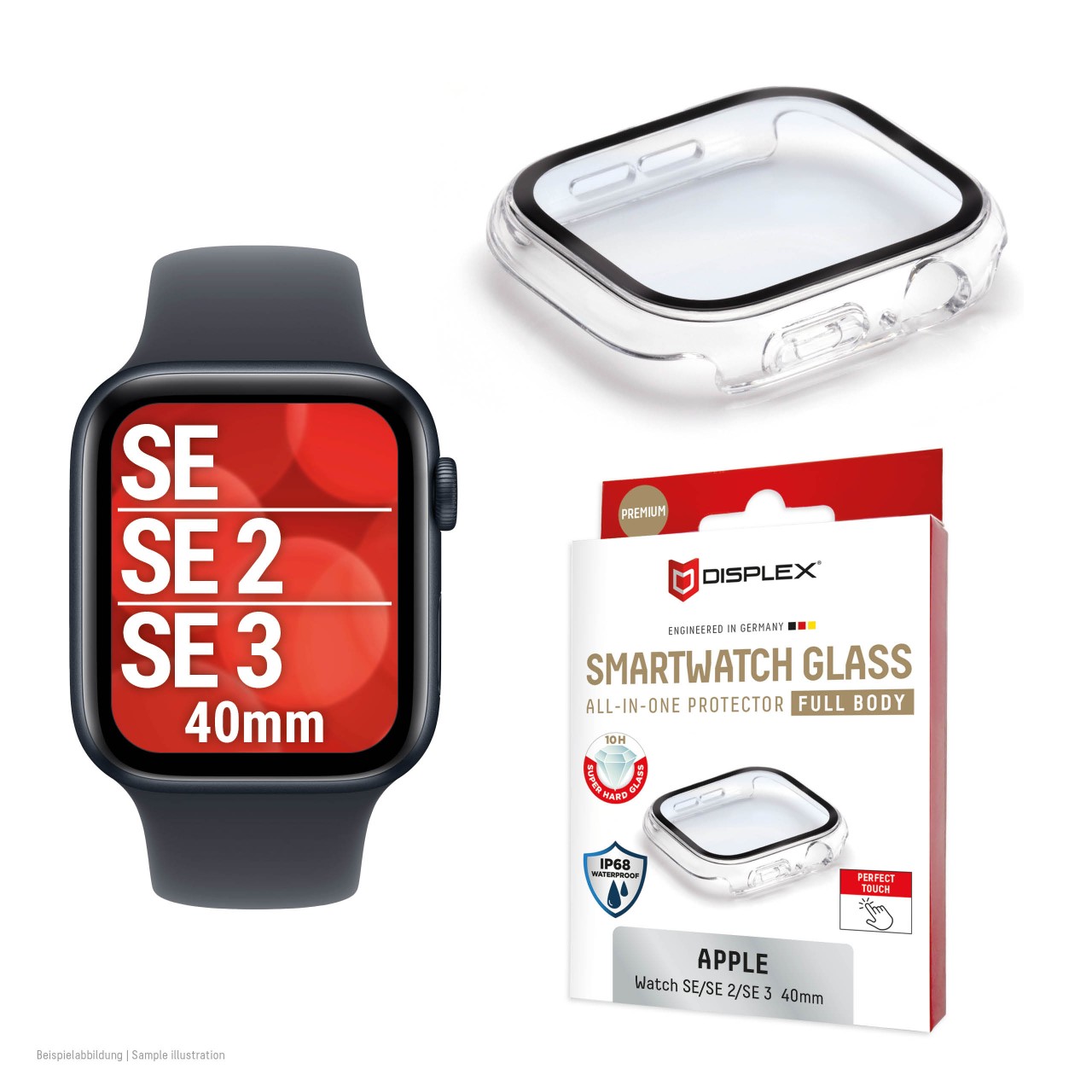 Apple Watch SE3/SE2/SE (40mm) Premium Full Body tempered glass, transparent