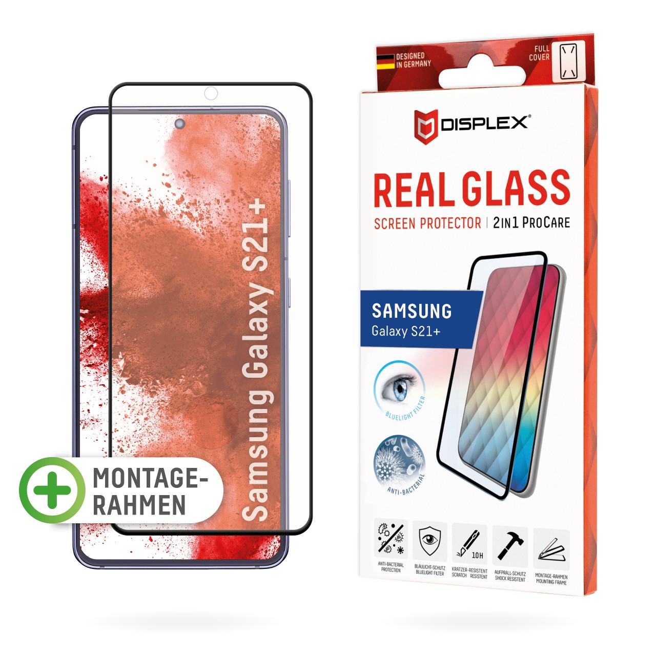 Galaxy S21+ 5G 2in1 Schutzglas (antibakteriell/ Bluelight)