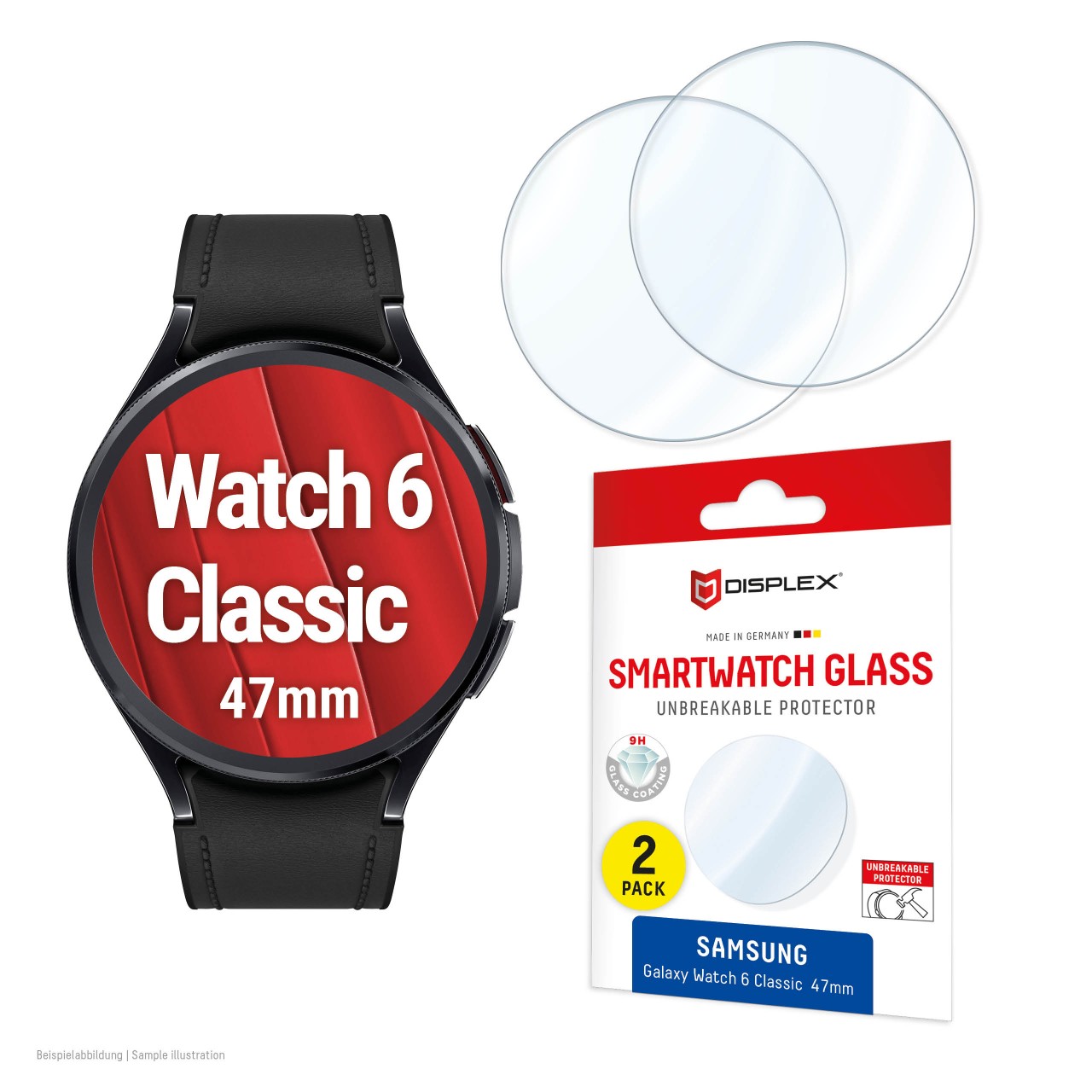 Samsung Galaxy Watch 6 Classic (47mm) Tempered Film, 2-Pack