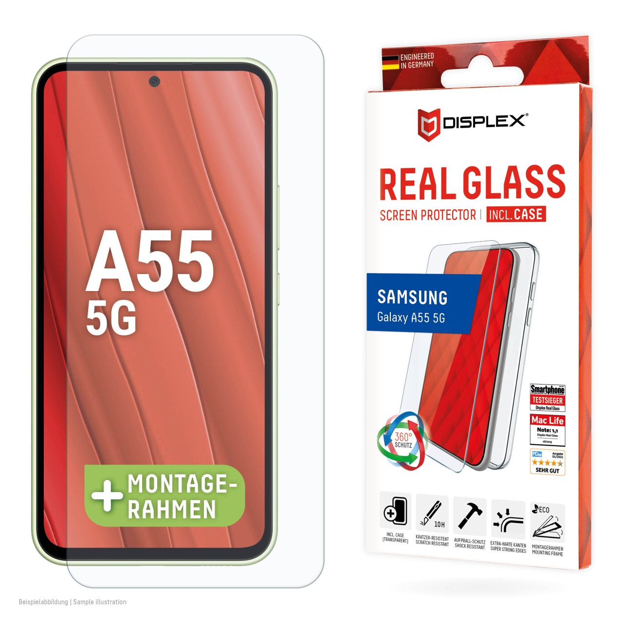 DISPLEX Real Glass + Case Samsung Galaxy A55 5G