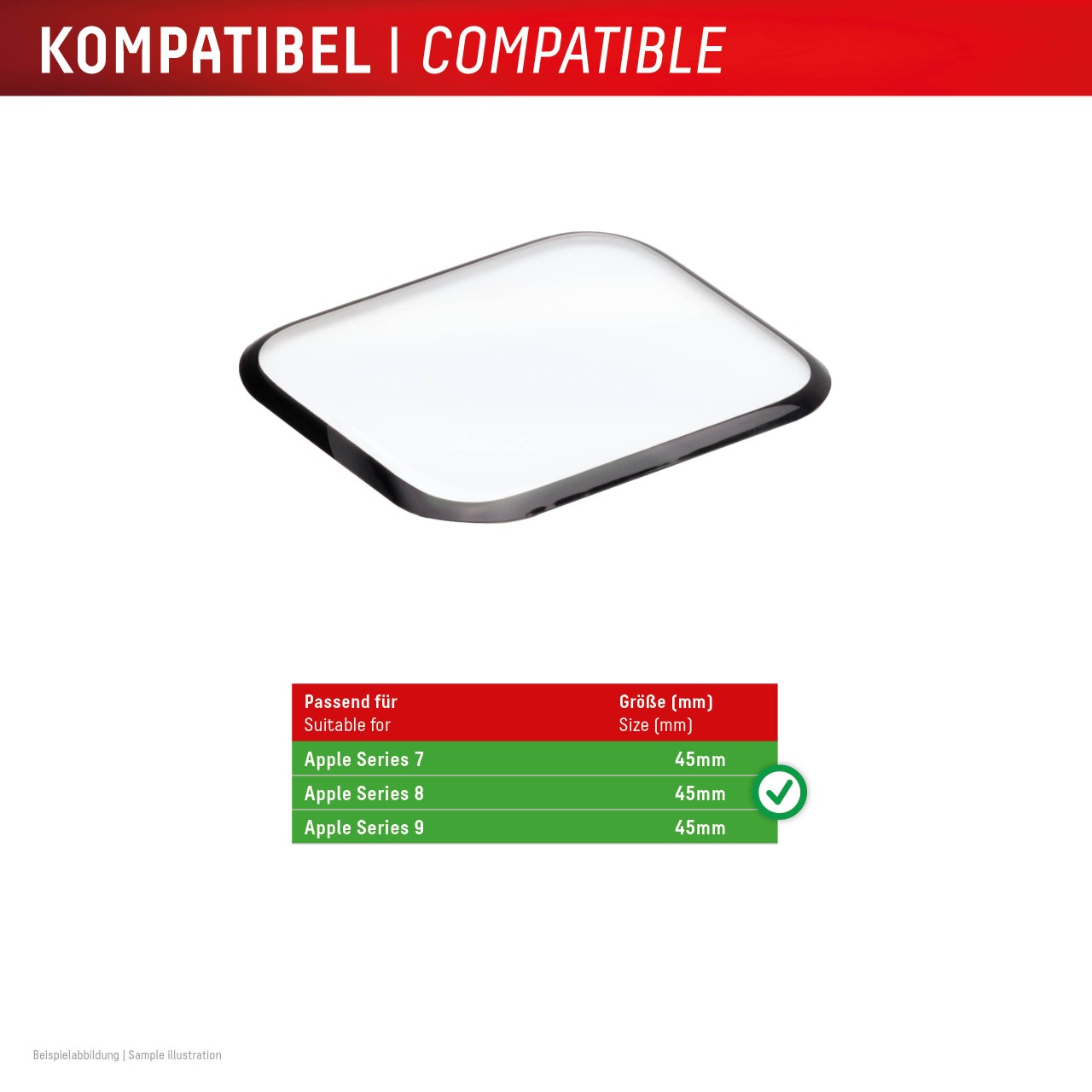 Apple Watch 9/8/7 (45mm) Full Cover tempered glass, 2-Pack