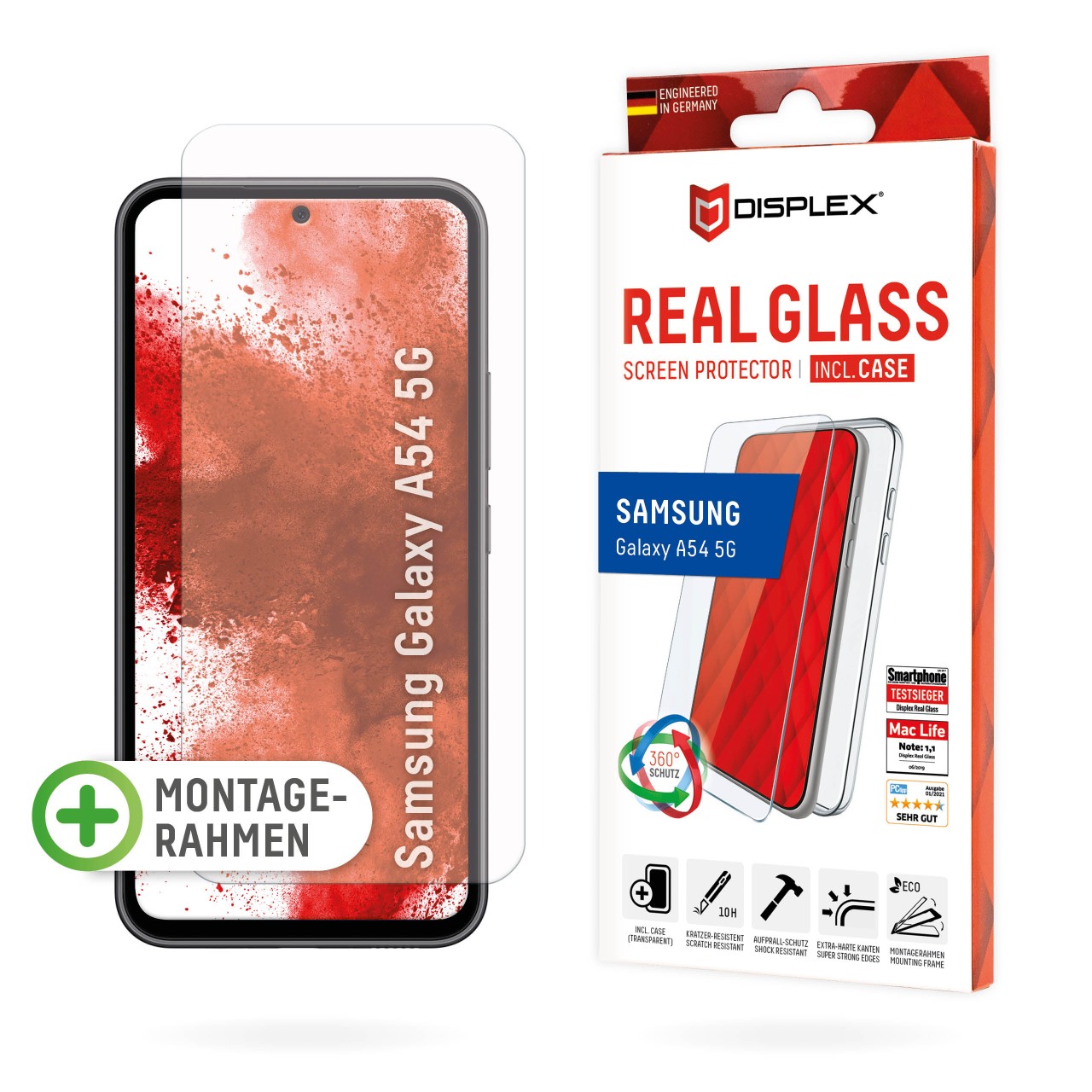 DISPLEX Glas + Handyhülle für Samsung Galaxy A54 5G