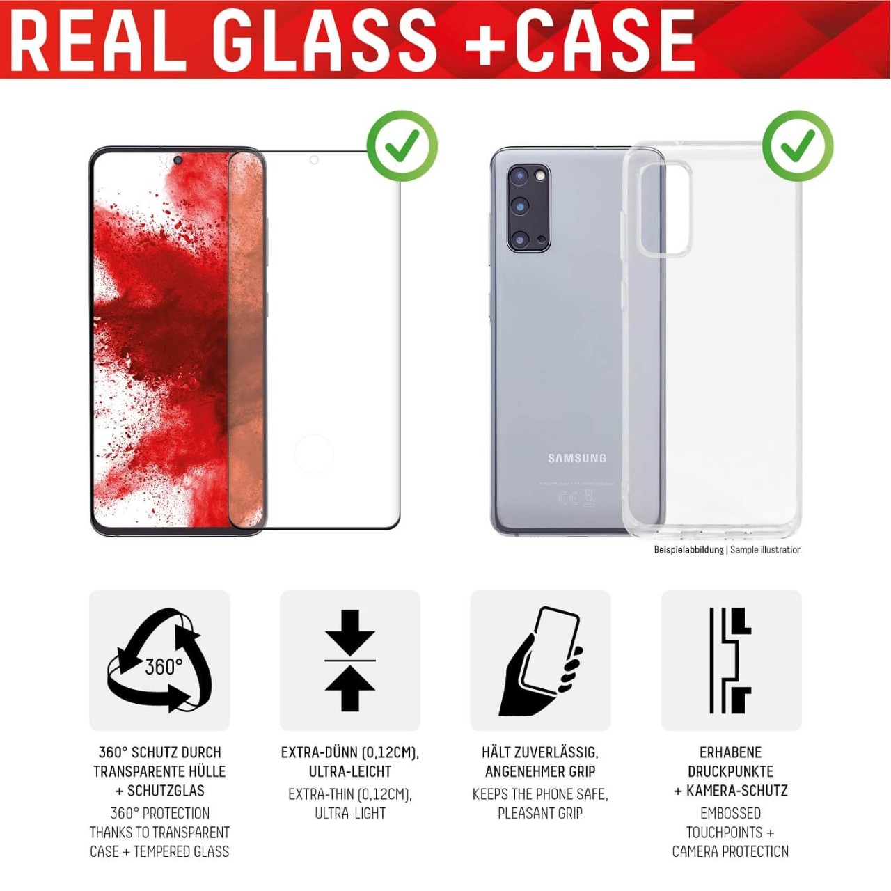 Samsung Galaxy S21 FE Full Cover Schutzglas + Case