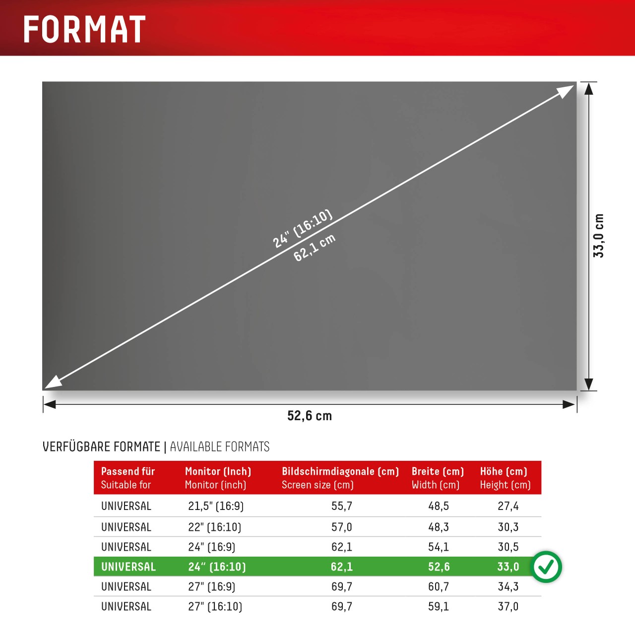 Desktop Blickschutzfilter für Universal 24" (16:10)
