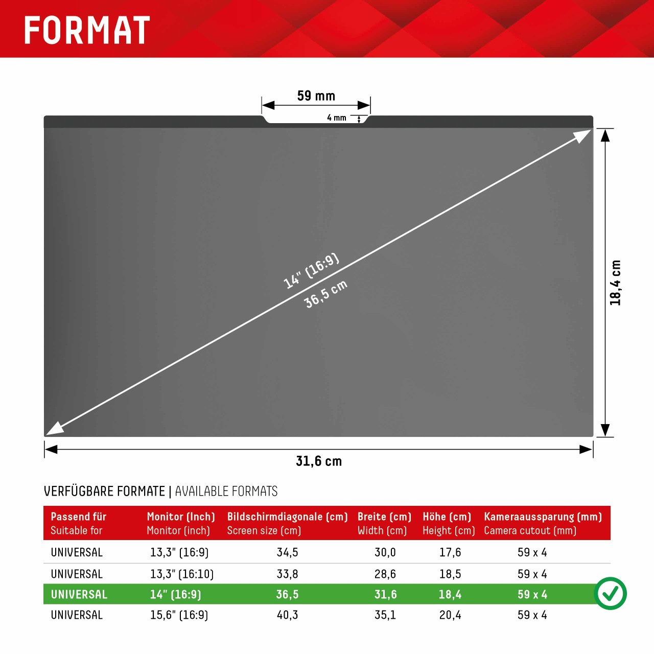 PRIVACY SAFE Magnetischer 2-Wege Blickschutzfilter für Laptop/ Notebook 14'' (16:9)