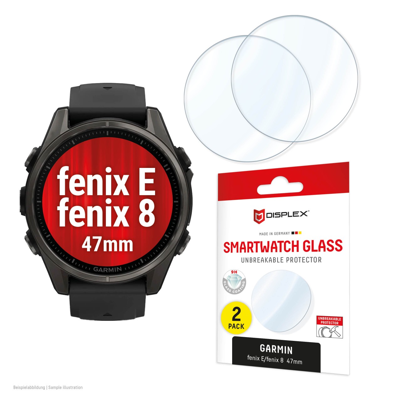 Garmin fenix E/fenix 8 (47mm) Tempered Film, 2-Pack