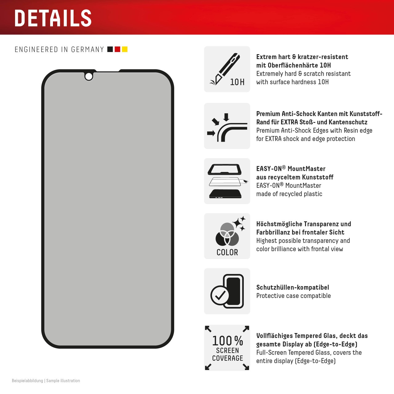 iPhone 16e/17e Privacy Panzerglas mit Mount Master